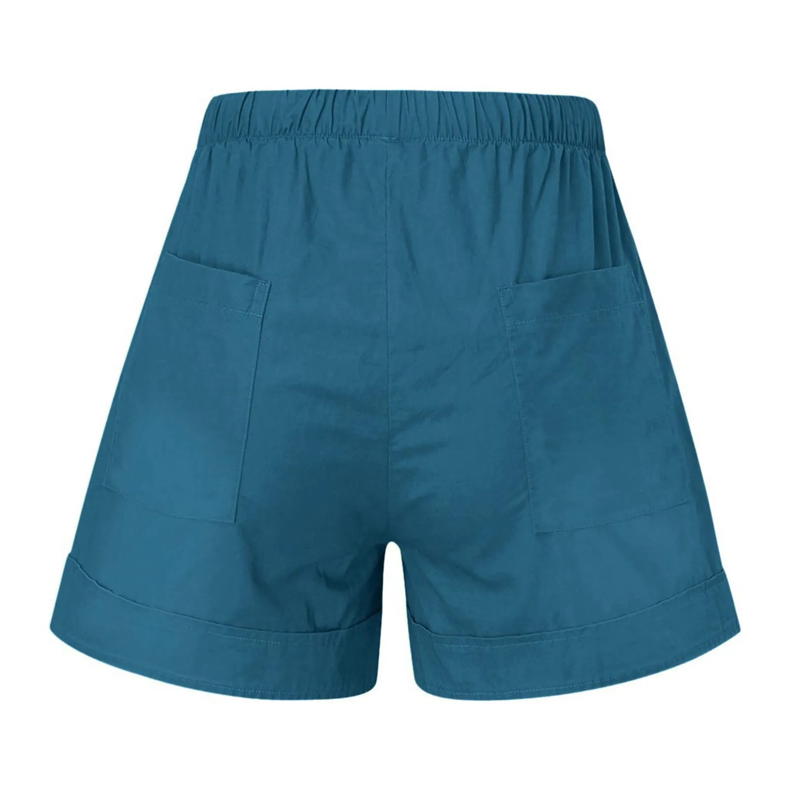 AnnSemo - Pantaloncini estivi da donna UK Plus Size con tasche, vita alta elasticizzata, in cotone, gamba dritta, pantaloni sportivi da palestra, hot pants da yoga, allenamento, coulisse, larghi, 01 - immagine 6