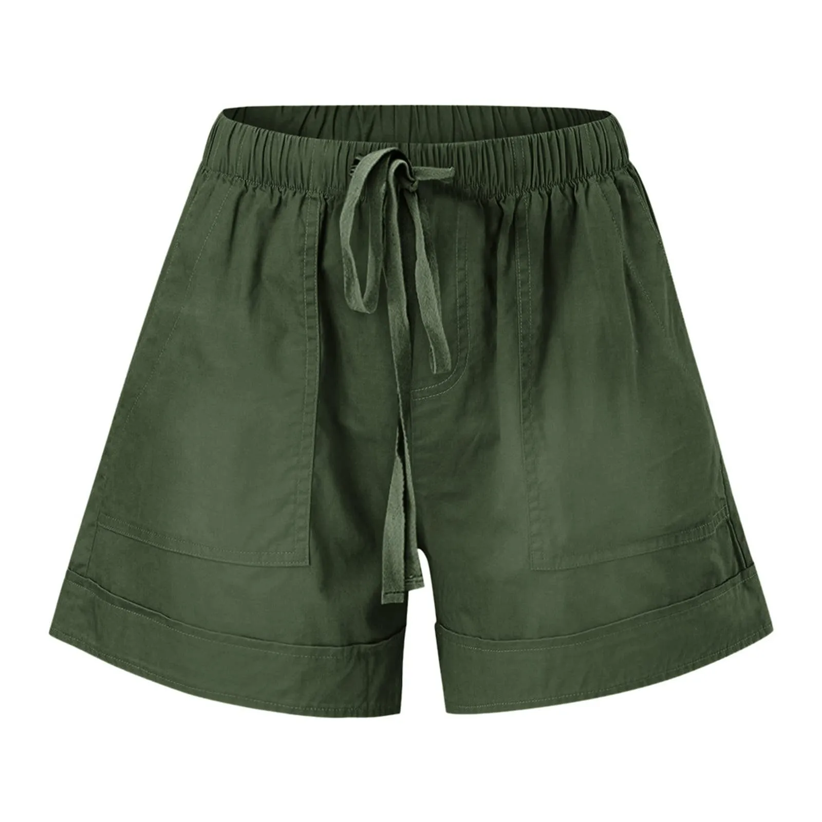 AnnSemo - Pantaloncini estivi da donna UK Plus Size con tasche, vita alta elasticizzata, in cotone, gamba dritta, pantaloni sportivi da palestra, hot pants da yoga, allenamento, coulisse, larghi, 00 - immagine 7