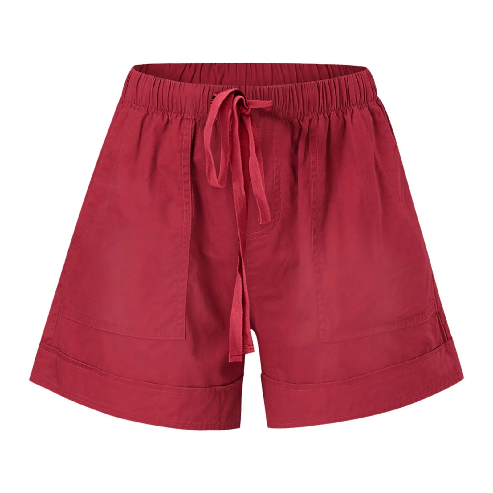 AnnSemo - Pantaloncini estivi da donna UK Plus Size con tasche, vita alta elasticizzata, in cotone, gamba dritta, pantaloni sportivi da palestra, sportivi, hot pants, coulisse, larghi, da yoga, da - immagine 5