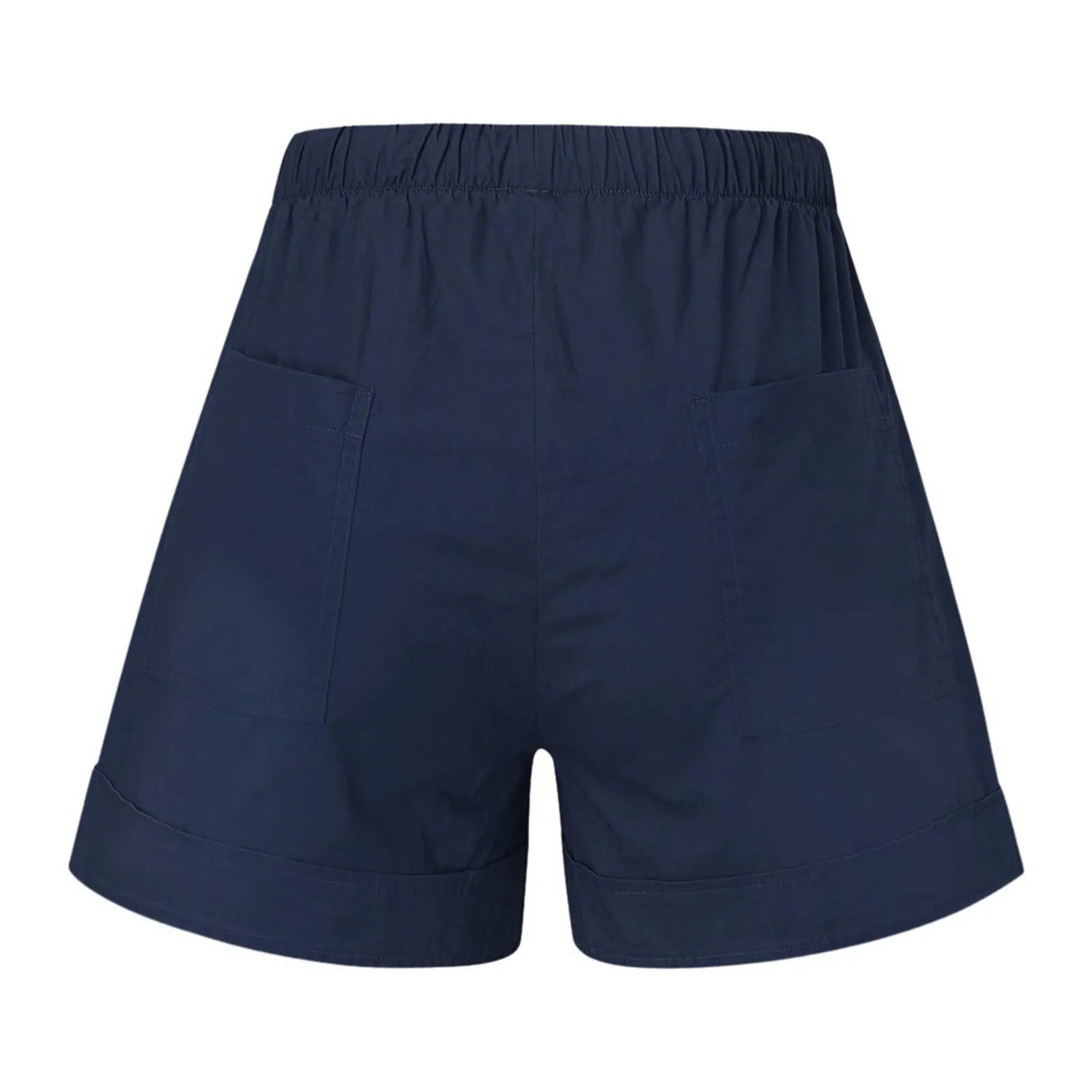 AnnSemo - Pantaloncini estivi da donna UK Plus Size con tasche, vita alta elasticizzata, in cotone, gamba dritta, pantaloni sportivi da palestra, sportivi, hot pants, coulisse, larghi, yoga - immagine 6