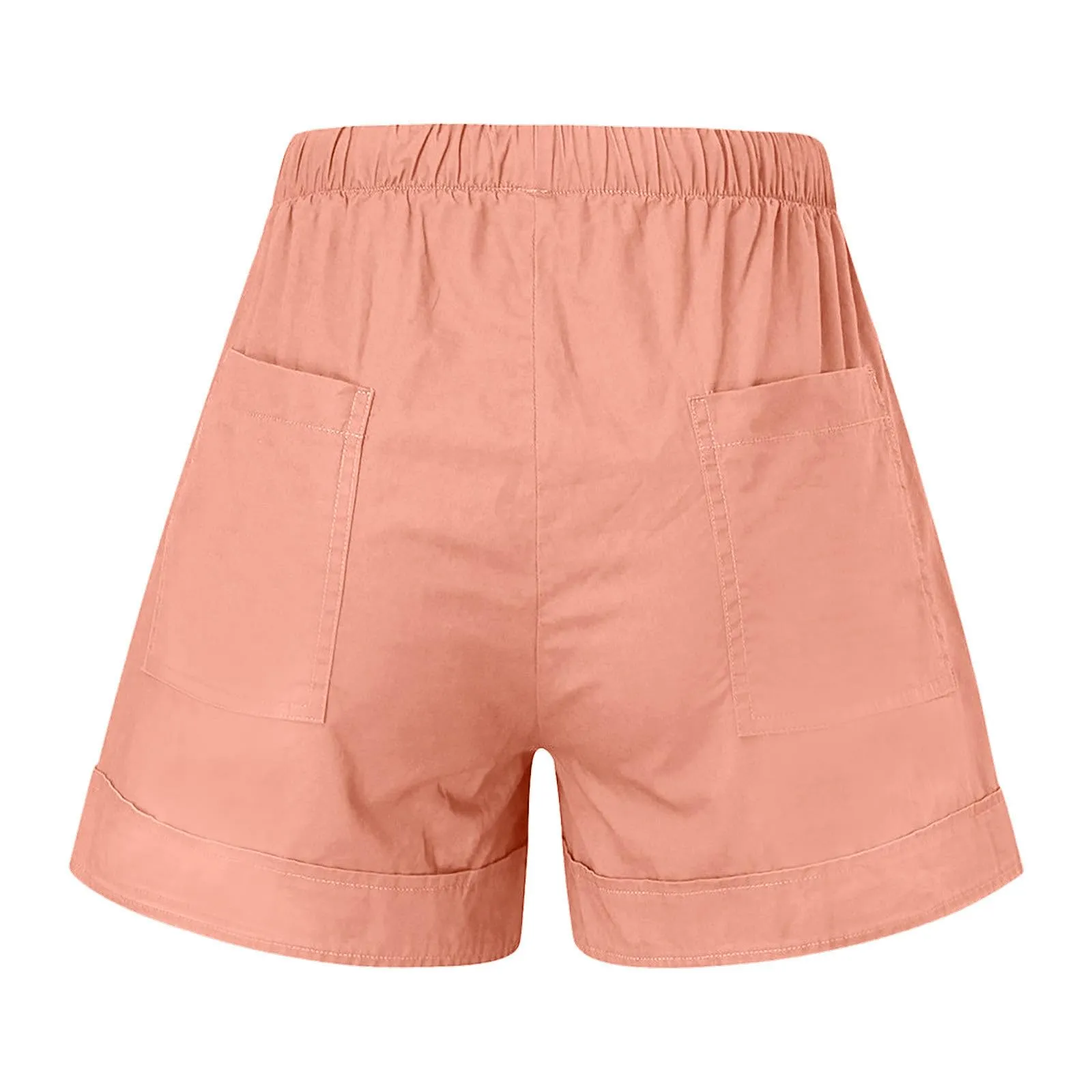 AnnSemo - Pantaloncini estivi da donna UK Plus Size con tasche, vita alta elasticizzata, in cotone, gamba dritta, pantaloni sportivi da palestra, hot pants da yoga, allenamento, coulisse, larghi, 02 - immagine 6