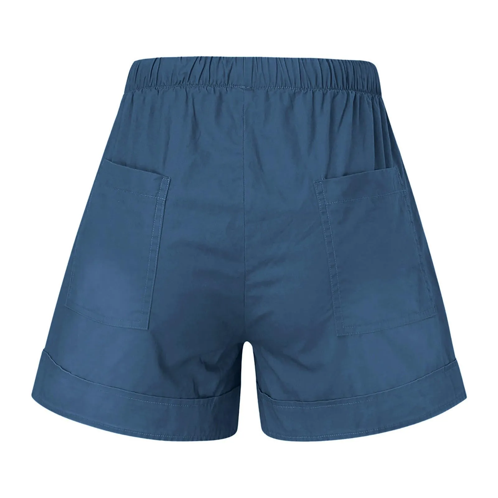 AnnSemo - Pantaloncini estivi da donna UK Plus Size con tasche, vita alta elasticizzata, in cotone, gamba dritta, pantaloni sportivi da palestra, sportivi, hot pants, coulisse, larghi, yoga - immagine 5