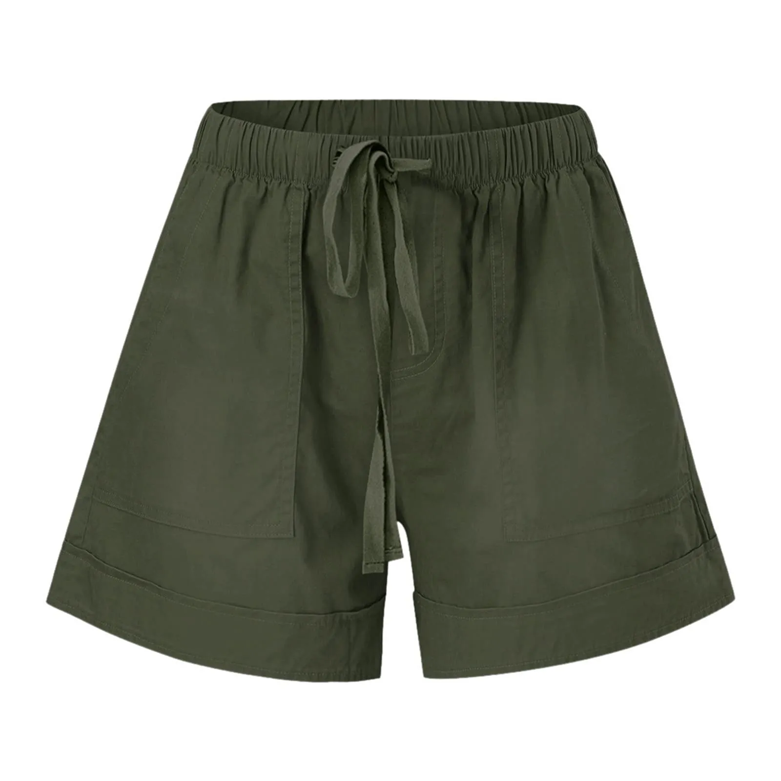AnnSemo - Pantaloncini estivi da donna UK Plus Size con tasche, vita alta elasticizzata, in cotone, gamba dritta, pantaloni sportivi da palestra, sportivi, hot pants, coulisse, larghi, da yoga, da - immagine 7