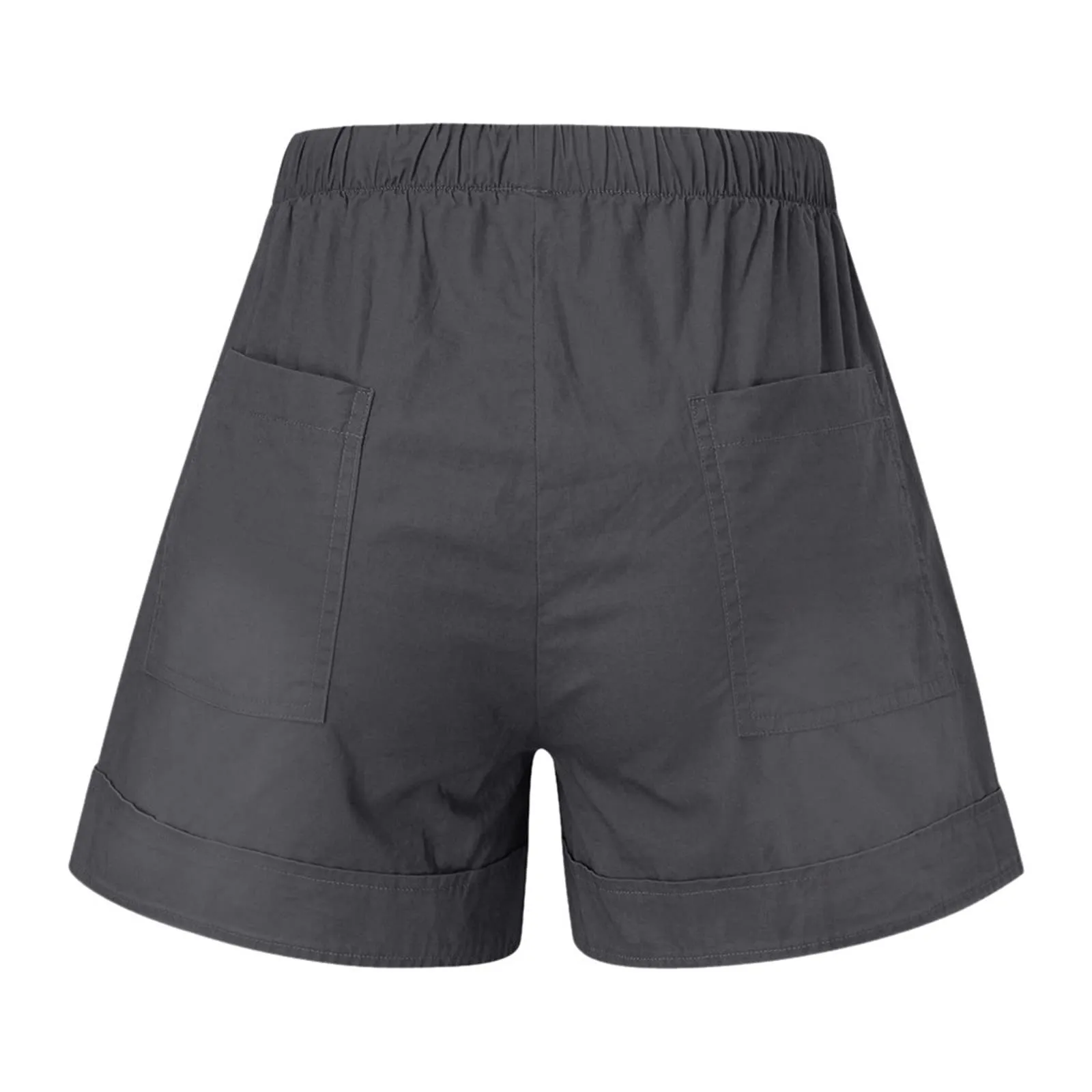 AnnSemo - Pantaloncini estivi da donna UK Plus Size con tasche, vita alta elasticizzata, in cotone, gamba dritta, pantaloni sportivi da palestra, hot pants da yoga, allenamento, coulisse, larghi, 01 - immagine 6