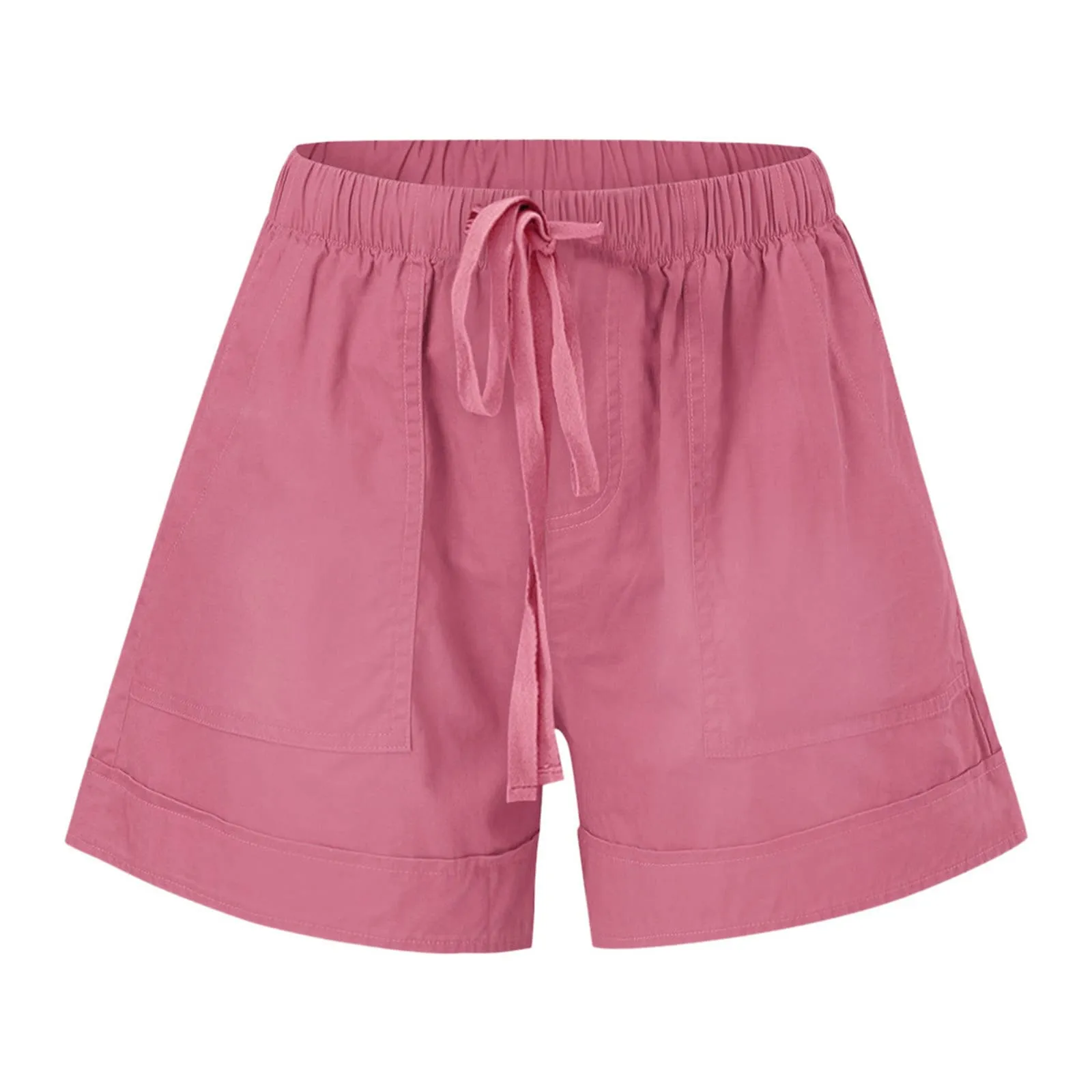 AnnSemo - Pantaloncini estivi da donna UK Plus Size con tasche, vita alta elasticizzata, in cotone, gamba dritta, pantaloni sportivi da palestra, sportivi, hot pants, coulisse, larghi, da yoga, da - immagine 6