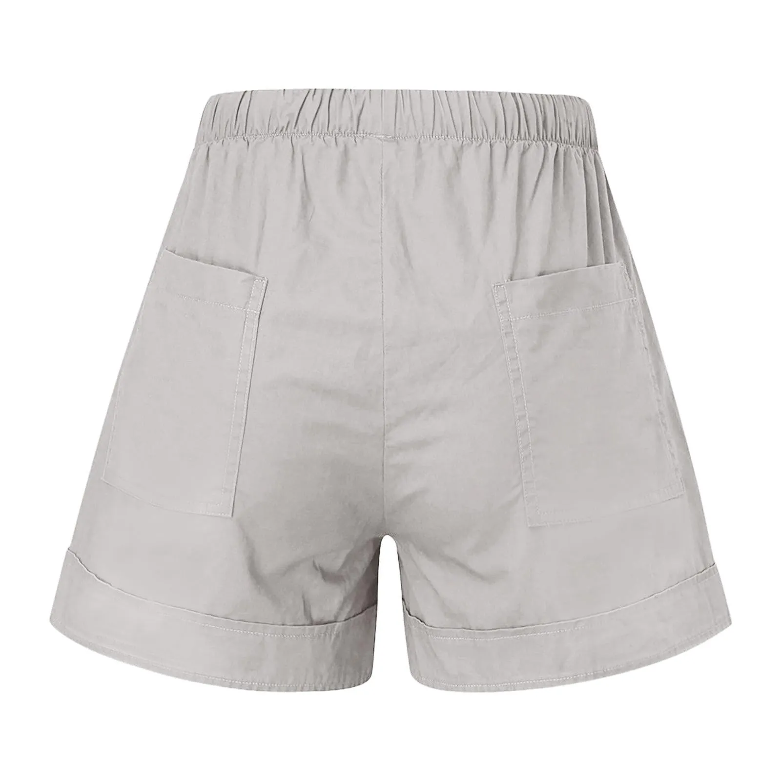 AnnSemo - Pantaloncini estivi da donna UK Plus Size con tasche, vita alta elasticizzata, in cotone, gamba dritta, pantaloni sportivi da palestra, sportivi, hot pants, coulisse, larghi, da yoga, da - immagine 6