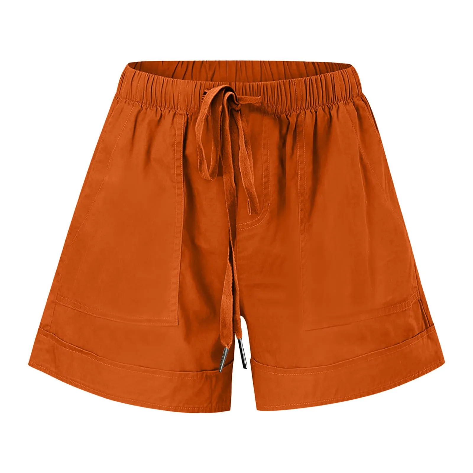 AnnSemo - Pantaloncini estivi da donna UK Plus Size con tasche, vita alta elasticizzata, in cotone, gamba dritta, pantaloni sportivi da palestra, sportivi, hot pants, coulisse, larghi, yoga - immagine 7