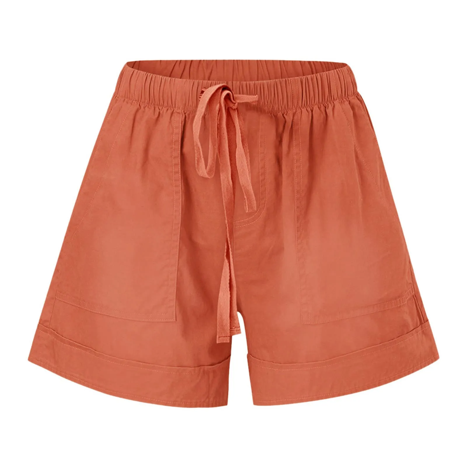 AnnSemo - Pantaloncini estivi da donna UK Plus Size con tasche, vita alta elasticizzata, in cotone, gamba dritta, pantaloni sportivi da palestra, sportivi, hot pants, coulisse, larghi, da yoga, da - immagine 5