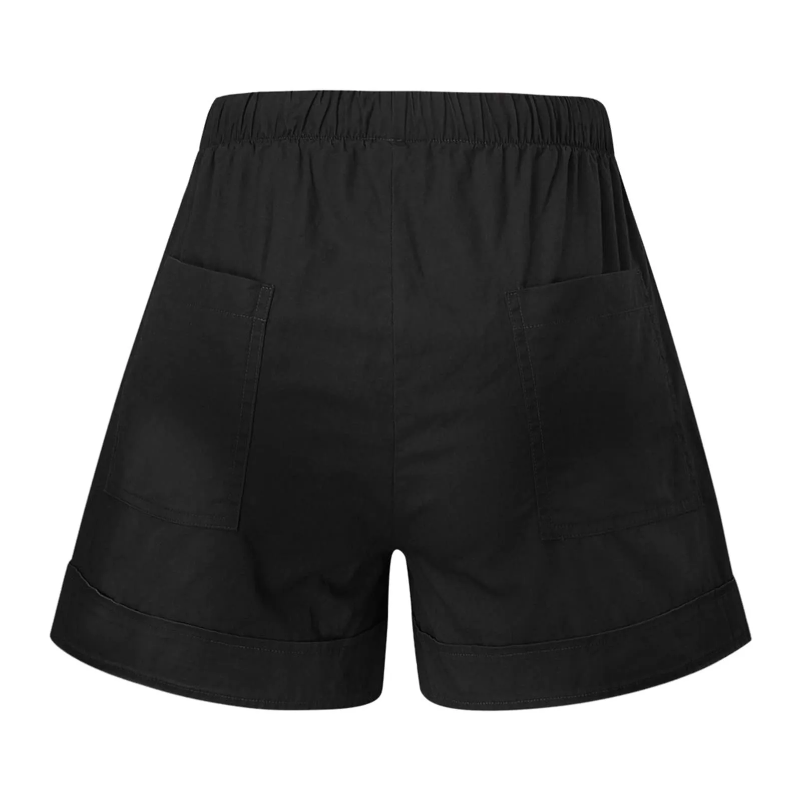 AnnSemo - Pantaloncini estivi da donna UK Plus Size con tasche, vita alta elasticizzata, in cotone, gamba dritta, pantaloni sportivi da palestra, sportivi, hot pants, coulisse, larghi, yoga - immagine 5