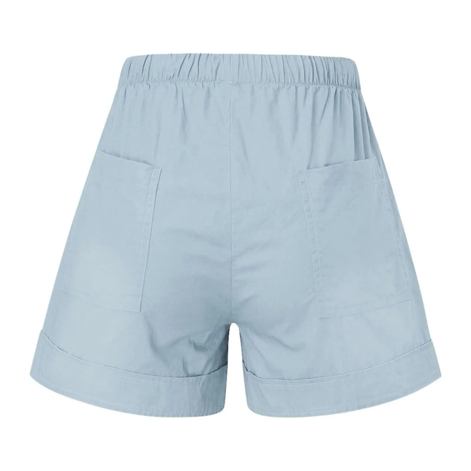 AnnSemo - Pantaloncini estivi da donna UK Plus Size con tasche, vita alta elasticizzata, in cotone, gamba dritta, pantaloni sportivi da palestra, sportivi, hot pants, coulisse, larghi, yoga - immagine 6