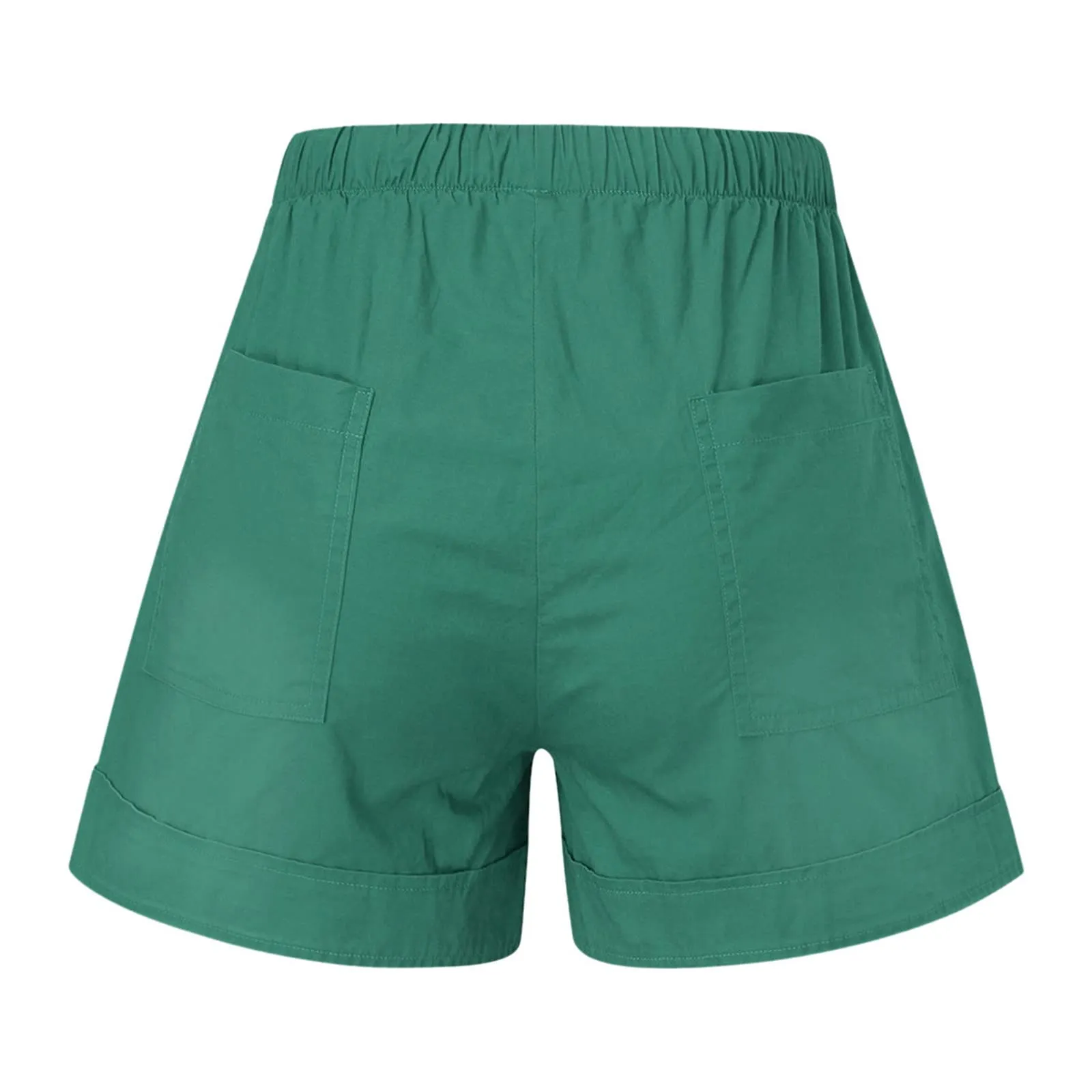 AnnSemo - Pantaloncini estivi da donna UK Plus Size con tasche, vita alta elasticizzata, in cotone, gamba dritta, pantaloni sportivi da palestra, hot pants da yoga, allenamento, coulisse, larghi, 01 - immagine 6