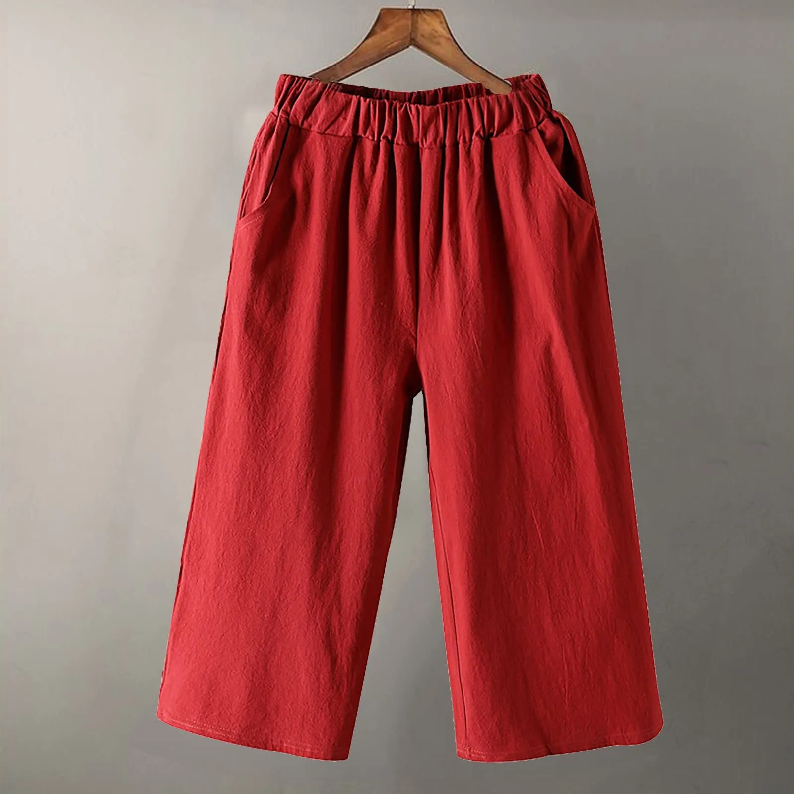 Pinocchietto Donna Taglie Forti Pinocchietti Sportivi Cotone E Lino Casual Bermuda Cropped Leggeri Da Donna Pantalone 3/4 Di Lino Traspiranti Pantaloni Palazzo Larghi Shorts Estivi Taglie Forti - immagine 5