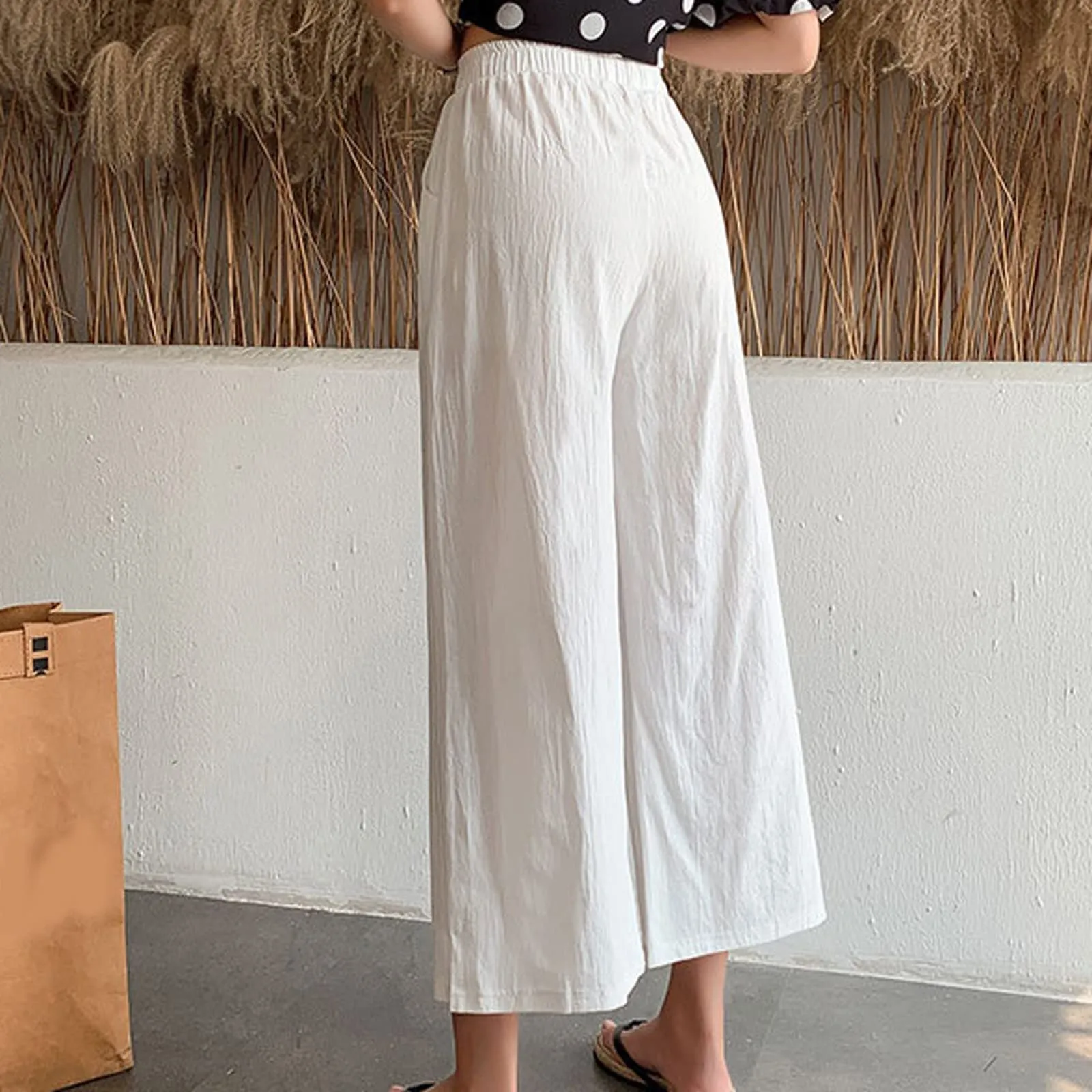 Pinocchietti Estivi Donna Pantaloni Eleganti Sportivi Estivi Pinocchietti 3/4 Cotone E Lino Leggeri Bermuda Capri Di Cotone Elasticizzati Pantalone Della Tuta Da Corsa Pants Da Donna Taglie Forti - immagine 3