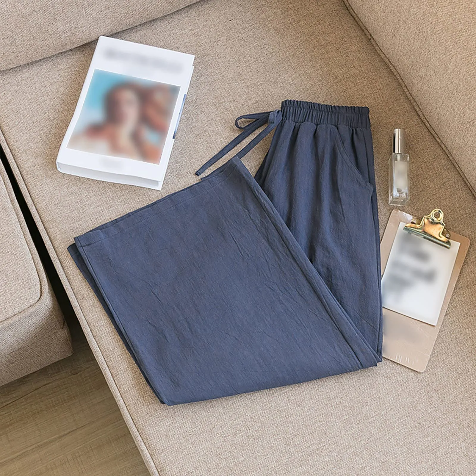Pinocchietti Estivi Donna Pantaloni Eleganti Sportivi Estivi Pinocchietti 3/4 Cotone E Lino Leggeri Bermuda Capri Di Cotone Elasticizzati Pantalone Della Tuta Da Corsa Pants Da Donna Taglie Forti - immagine 4