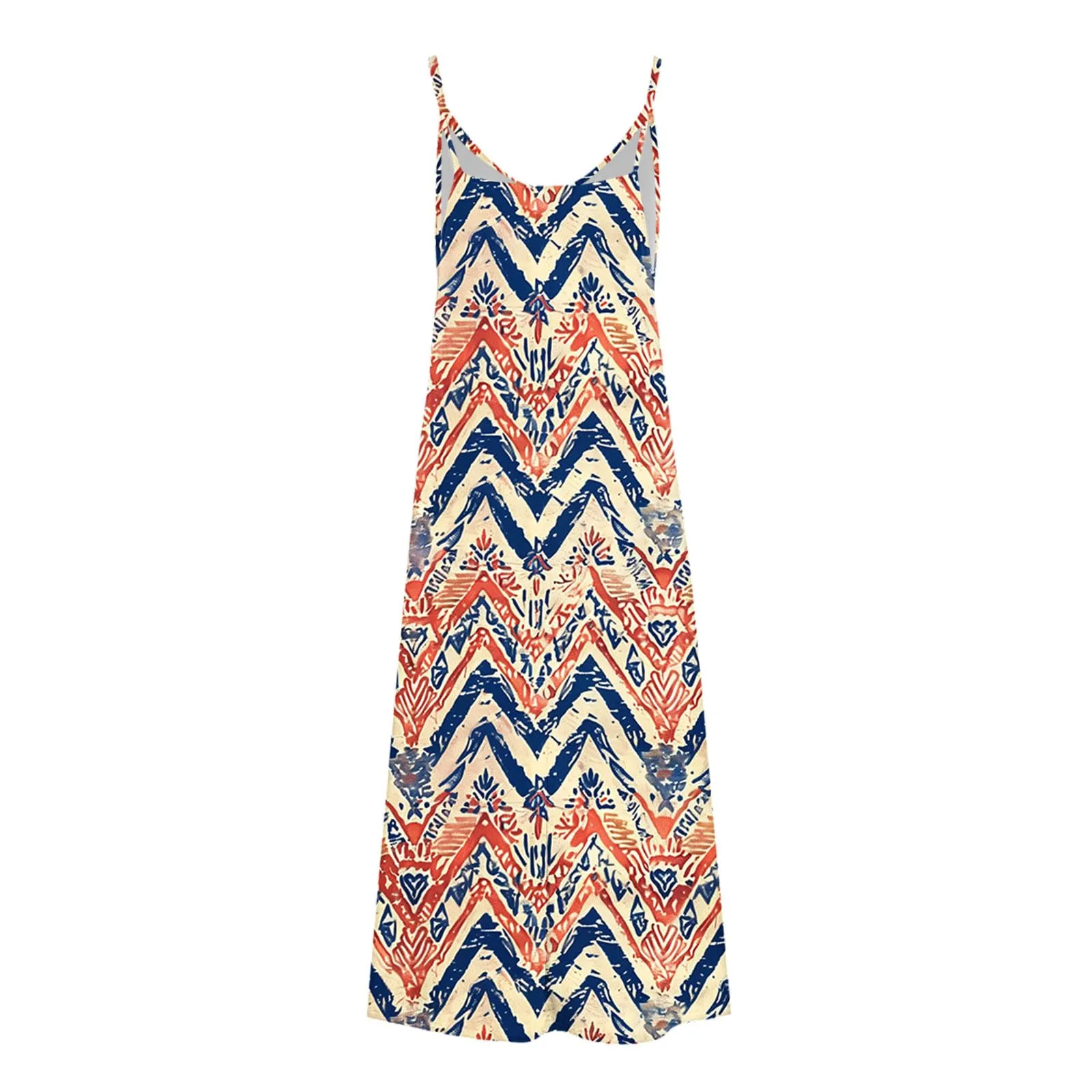 Abito estivo da donna, lungo, alla moda, con stampa floreale, linea ad A, senza maniche, lunghezza alla caviglia, leggero e confortevole, per le vacanze, per il tempo libero, da skater, multicolore, S - immagine 4
