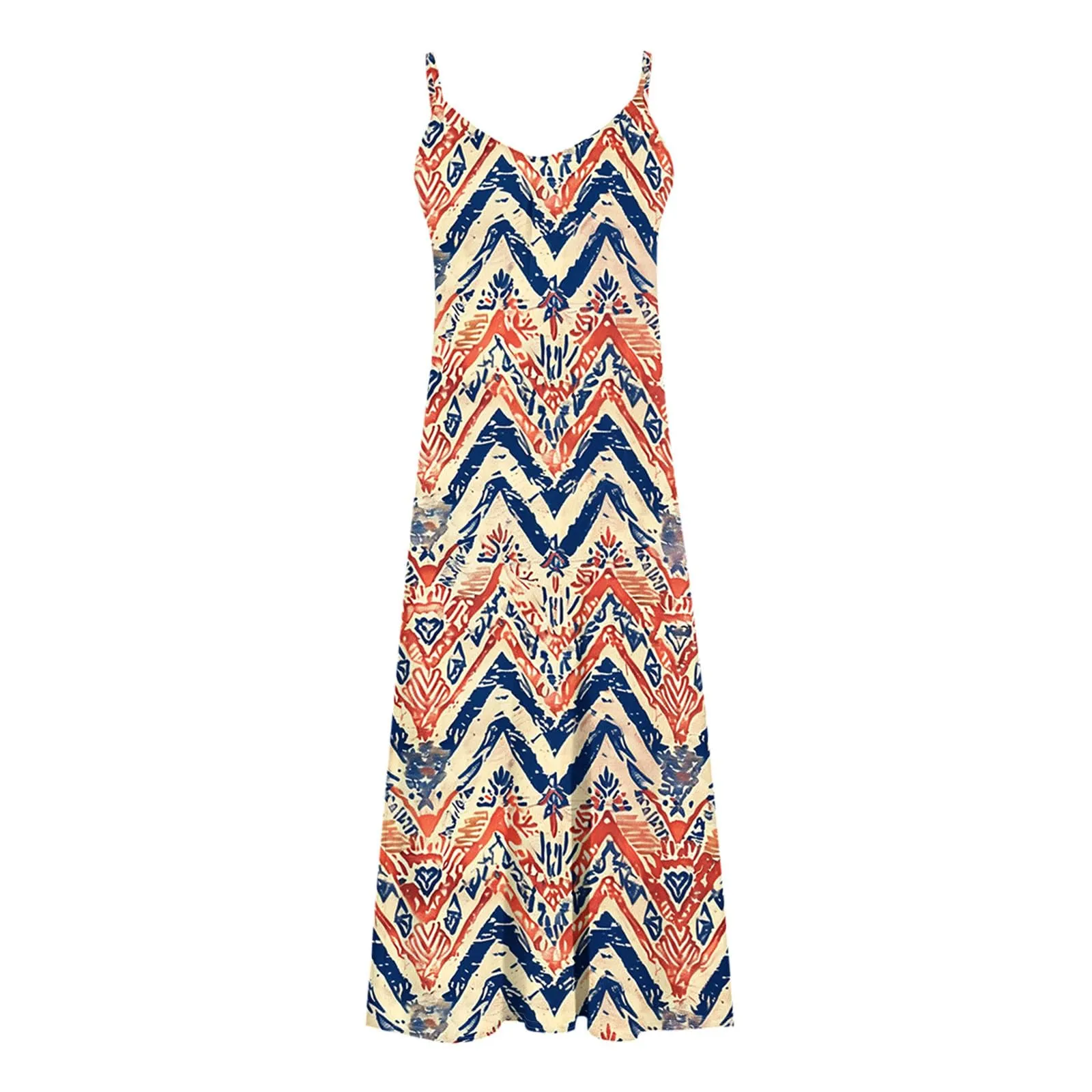 Abito estivo da donna, lungo, alla moda, con stampa floreale, linea ad A, senza maniche, lunghezza alla caviglia, leggero e confortevole, per le vacanze, per il tempo libero, da skater, multicolore, S - immagine 5