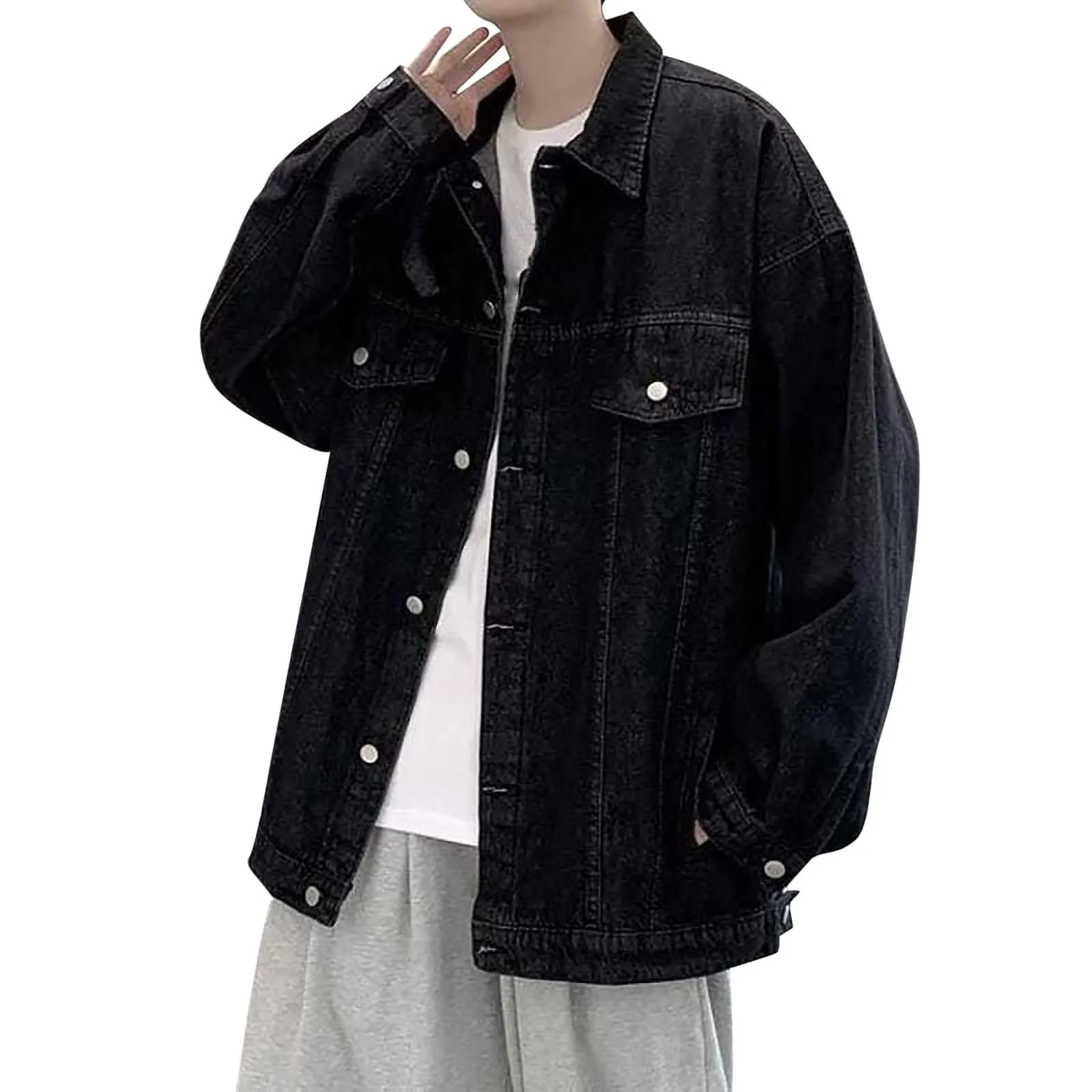Giubbotto Jeans Uomo Estivo, Giacca Primaverile Uomo, Estivo Casual Denim Giacca Moto Slim Fit Jacket Uomo Primavera/Estate/Autunno Maniche Lunghe Giubbino Sportiva Giacca da Lavoro Denim Jacket - immagine 5