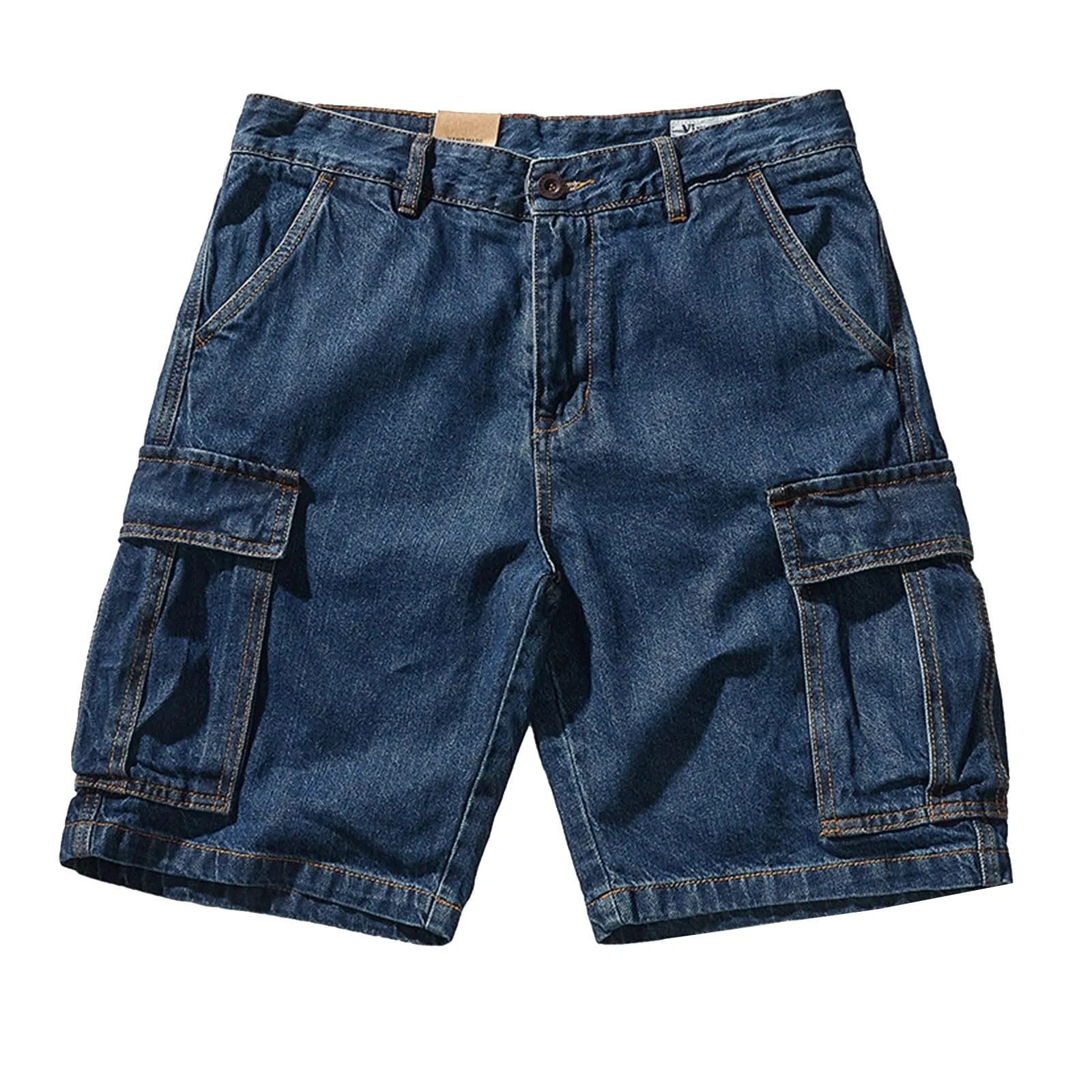 Jeans Pantaloni Corti Uomo, Uomo Estivi Denim Jeans Shorts Casual Basic Distrutto Pantaloncini Moda Bermudas con Vita Elastica Pantaloni Corti Uomo Baggy Jeans Short per Ragazzi Hip Hop - immagine 1