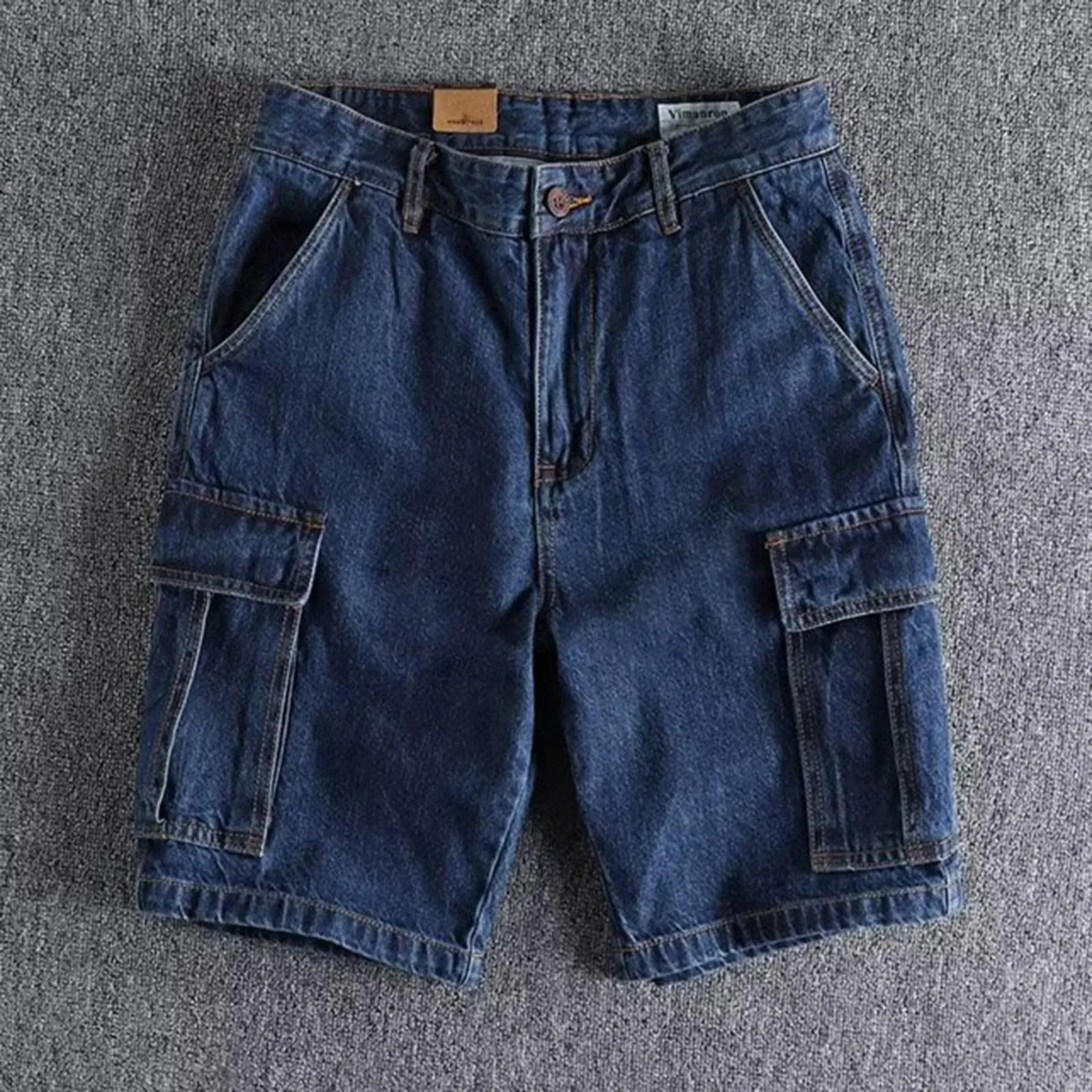 Jeans Pantaloni Corti Uomo, Uomo Estivi Denim Jeans Shorts Casual Basic Distrutto Pantaloncini Moda Bermudas con Vita Elastica Pantaloni Corti Uomo Baggy Jeans Short per Ragazzi Hip Hop - immagine 3