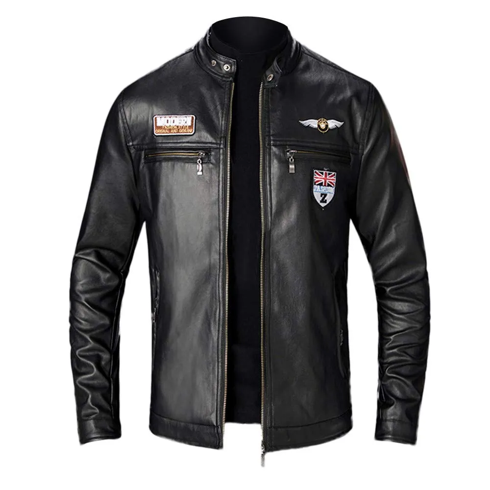 Giubbotto Moto Uomo, Giacca da Uomo in Similpelle con Collo Alto di Transizione Matelassee Moto Pilota Zippato Cerniera Casual Giubbotto Uomo Moto Giacca Bomber Giacca Uomo Elegante - immagine 4