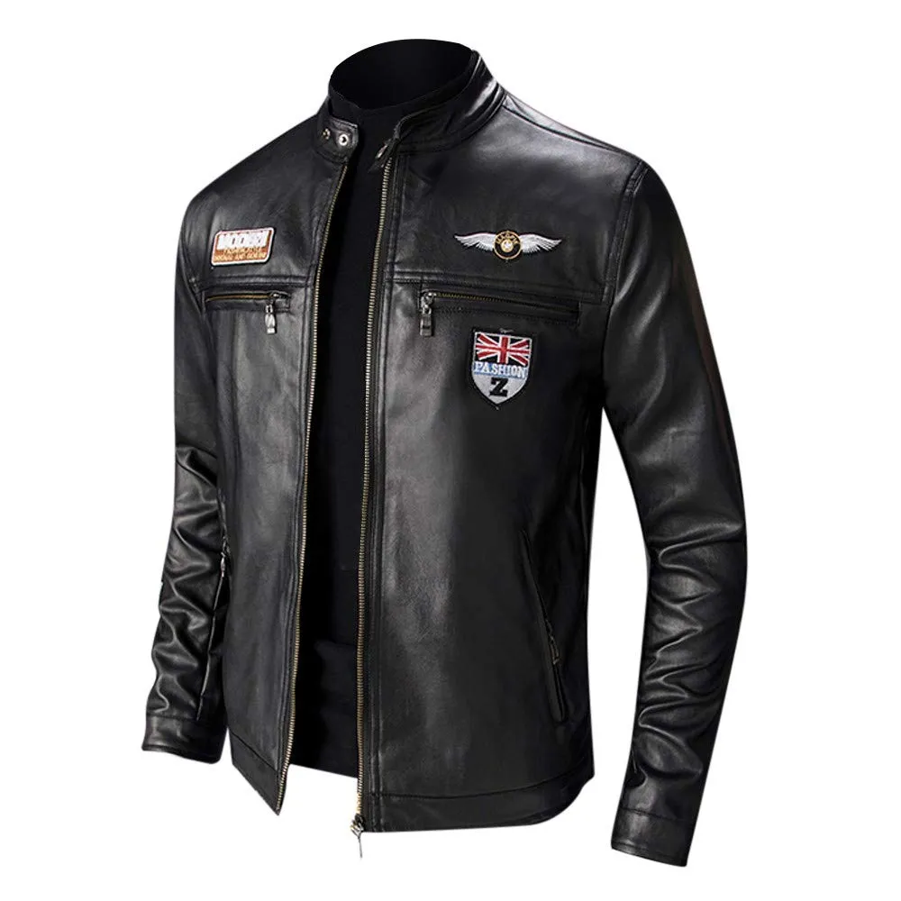 Giubbotto Moto Uomo, Giacca da Uomo in Similpelle con Collo Alto di Transizione Matelassee Moto Pilota Zippato Cerniera Casual Giubbotto Uomo Moto Giacca Bomber Giacca Uomo Elegante - immagine 5