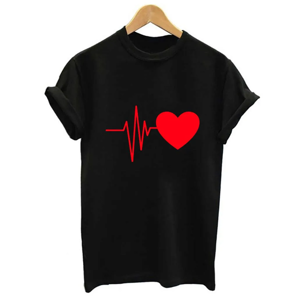 Generico Tshirt Donna Cotone Manica Corta - Magliette Donna Cotone - con Scollo Rotondo Maglietta Ampia Stampa Elasticizzato Casual Estiva Base Tee Bluse - immagine 7