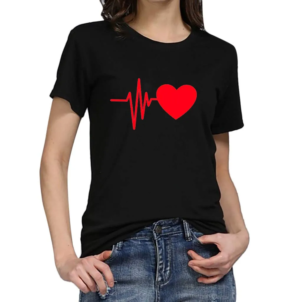 Generico T-Shirt Donna Firmate - Magliette Donna Cotone - con Stampa Maglietta Maniche Corte Tshirt Curvy Firmate Eleganti Top Estive Girocollo Classico Top Tees - immagine 2