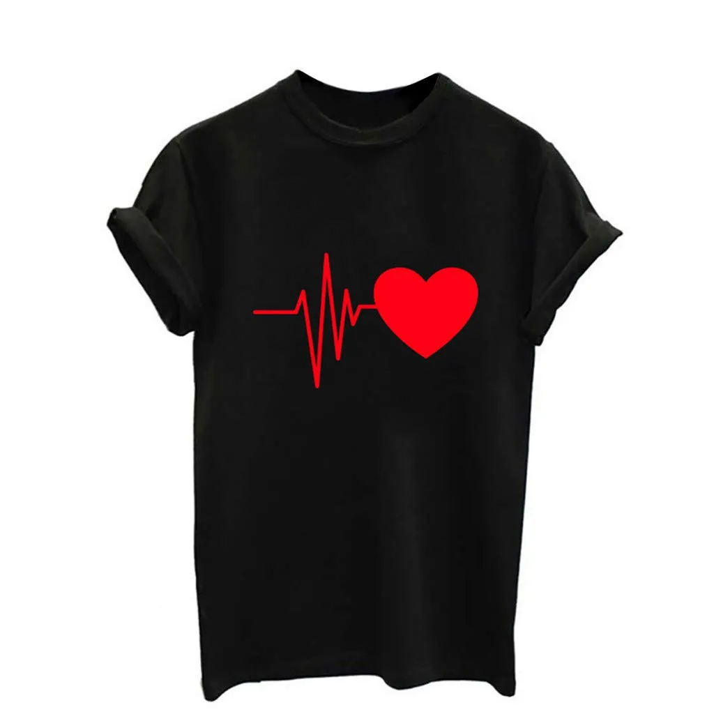 Generico T-Shirt Donna Firmate - Magliette Donna Cotone - con Stampa Maglietta Maniche Corte Tshirt Curvy Firmate Eleganti Top Estive Girocollo Classico Top Tees - immagine 4