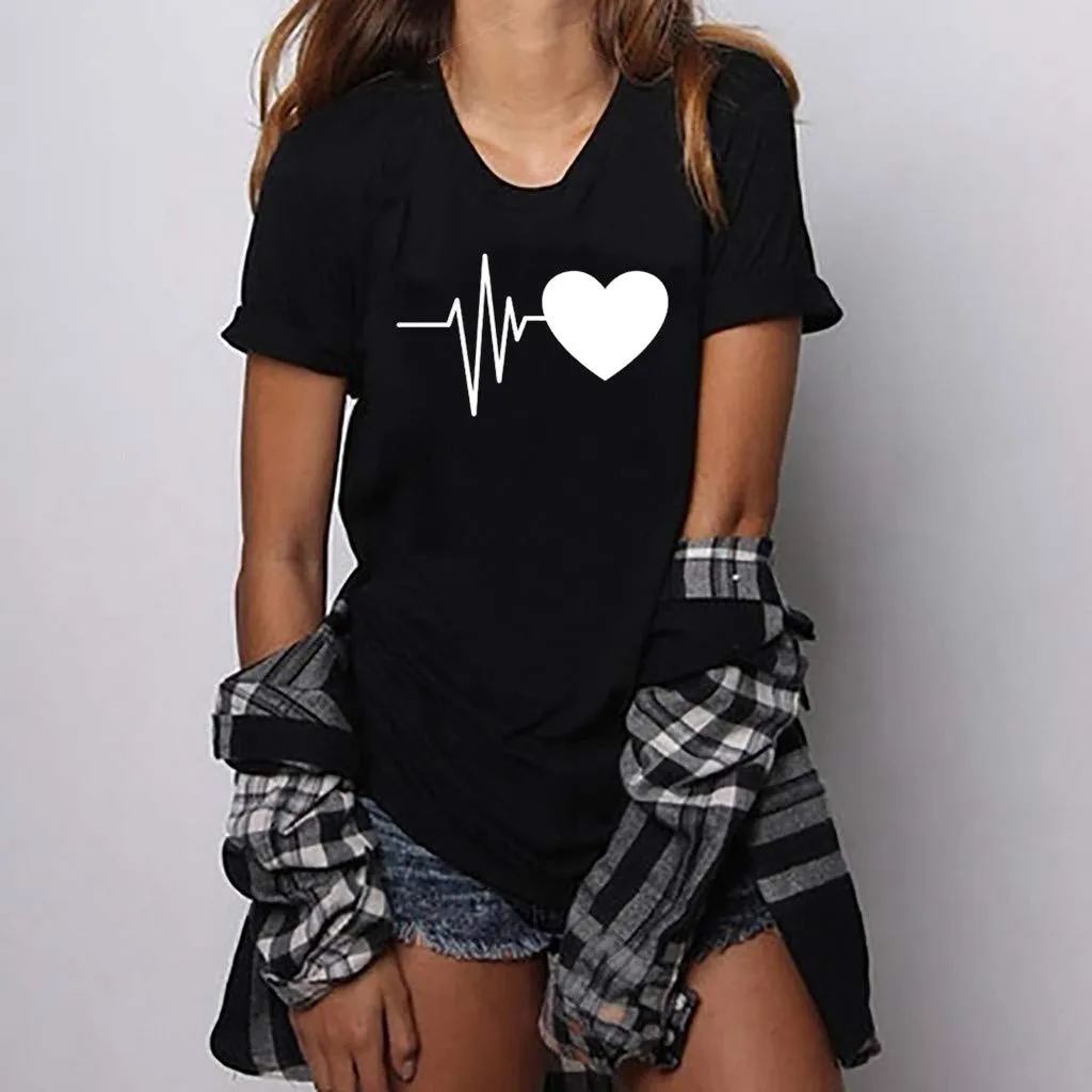 Generico T-Shirt Donna Cotone - Magliette Donna Maniche Corte - Elegante Casual Stretch Sciolto Top Magliette Estive con Girocollo Blusa Estive Basic Tee Top - immagine 3