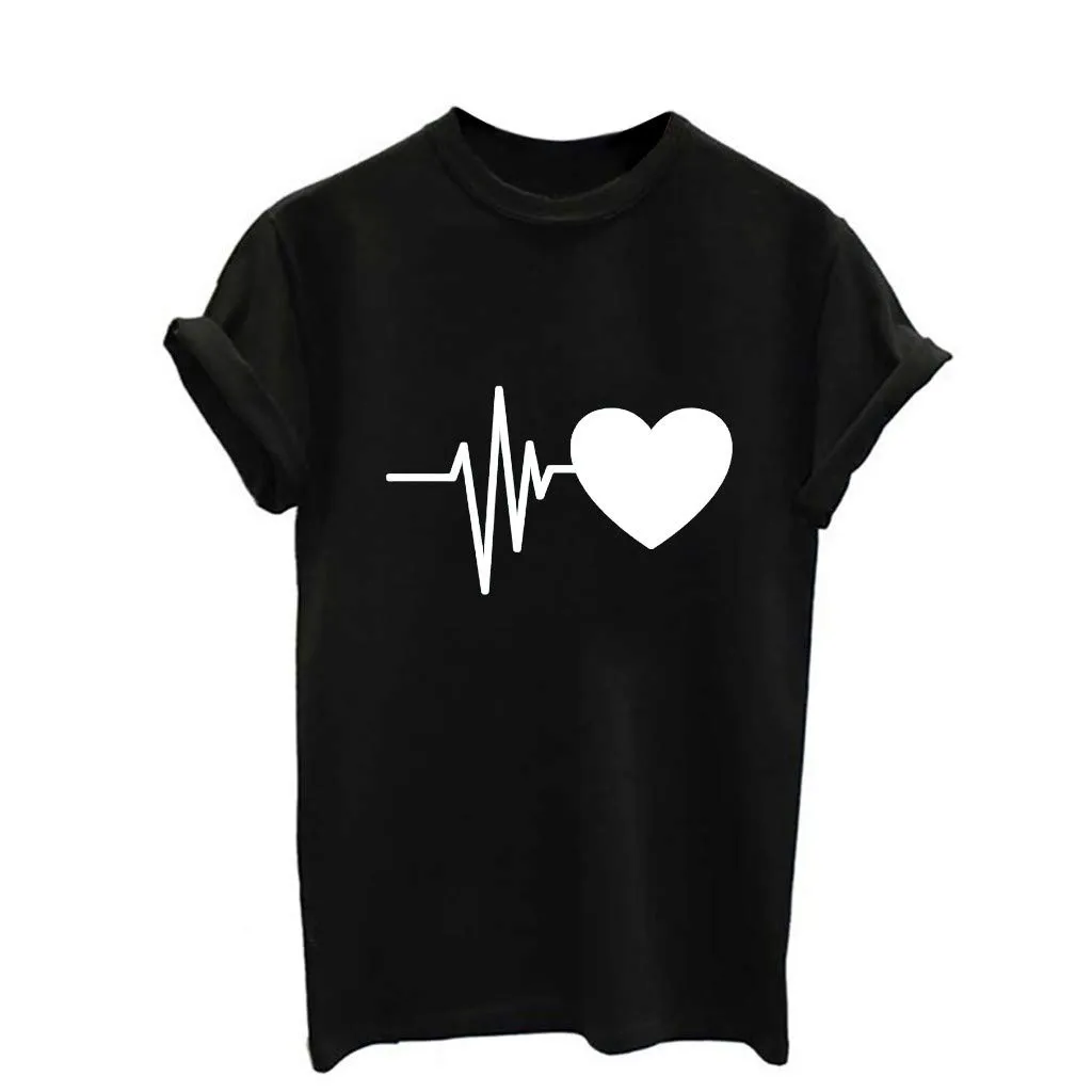 Generico T-Shirt Donna Cotone - Magliette Donna Maniche Corte - Elegante Casual Stretch Sciolto Top Magliette Estive con Girocollo Blusa Estive Basic Tee Top - immagine 4