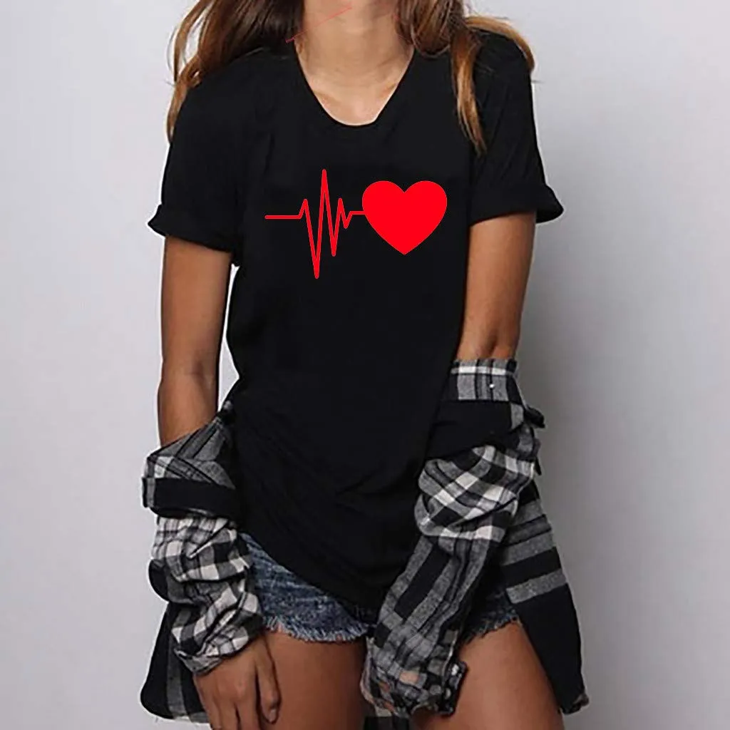 Generico T Shirt Sportiva Donna - Magliette Donna Eleganti - Elegante T Shirt Estiva Casual Maglietta Top con Girocollo Vintage Stampa Classico Top Tees - immagine 3