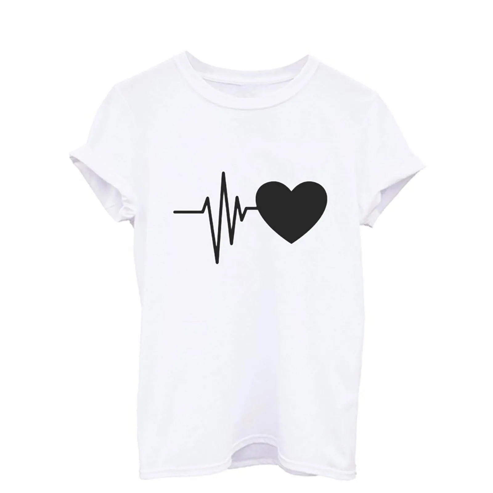 Generico T Shirt Cotone Donna - Magliette Cotone Donna - con Stampa Maglietta Maniche Corte Tshirt Curvy Firmate Eleganti Top Estive Girocollo Basic Tee Shirts - immagine 2
