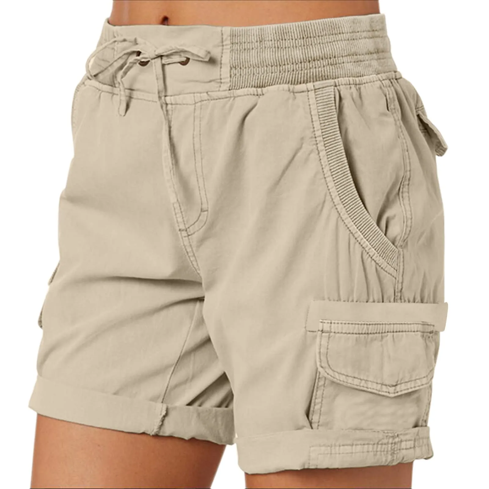 Generico Pantaloncini Cargo Donna Estivi - Pantaloni Corti Estivi da Donna Leggero Lavoro Outdoor Pantaloni Corti Impermeabile Asciugatura Rapida Elastica per Jogging Golf Escursionismo - immagine 2