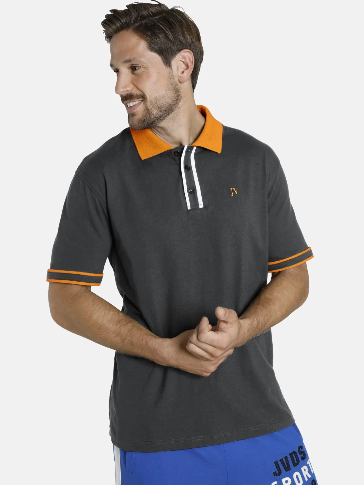 Jan Vanderstorm Polo da uomo Isfried, grigio scuro, XL - immagine 2