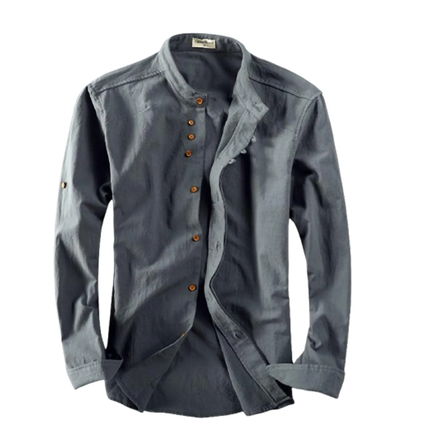 EEJBYTDI Soulona - Camicia Katana Japan Style da uomo, misto lino e cotone, vestibilità aderente, a maniche lunghe, colore bianco, S-5XL - immagine 1