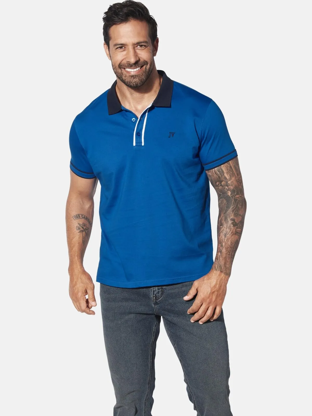 Jan Vanderstorm Polo da uomo Isfried, Blu reale, 7XL - immagine 2