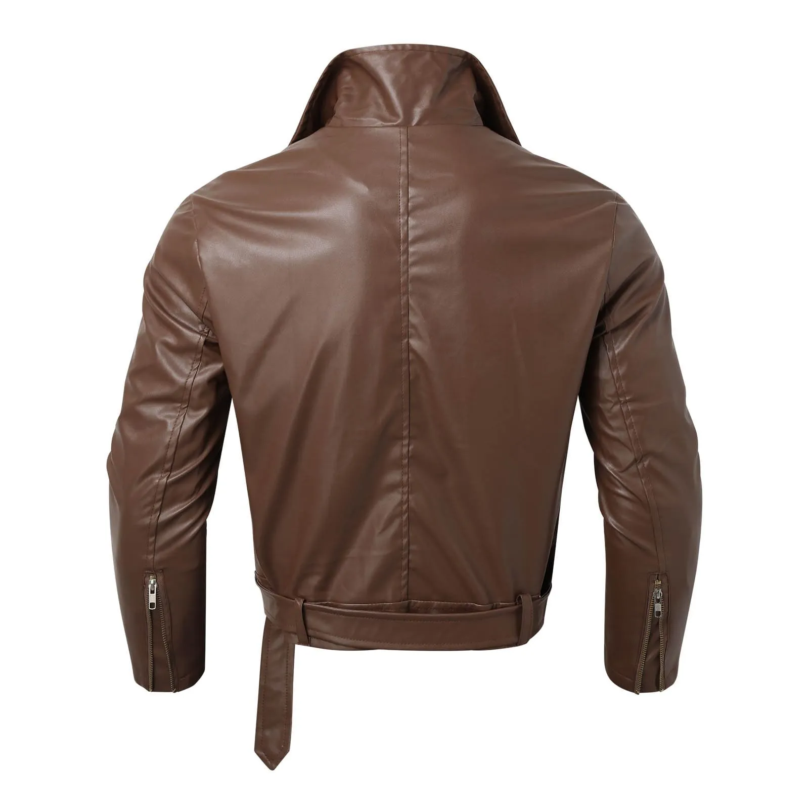 Giubbotto di Pelle Uomo, Giubbotto Manica Lunga Finta Pelle Biker Casuale Cotone Moda Giacca a Vento per Le Mezze Stagioni Giubbotto Moto Estivo Giacca Leggera Giacca Uomo Elegante - immagine 2