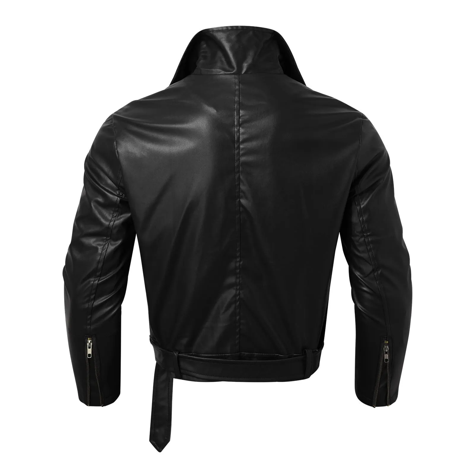 Giubbotto Pelle Uomo, Leggera Sottile con Tasca sulle Maniche Giubbotto Bomber Giaccone Giacca Chiodo Pelle Biker Motociclista Giubbotto Moto Uomo Estivo Giacca a Vento alla Moda, Classica, Nero - immagine 4
