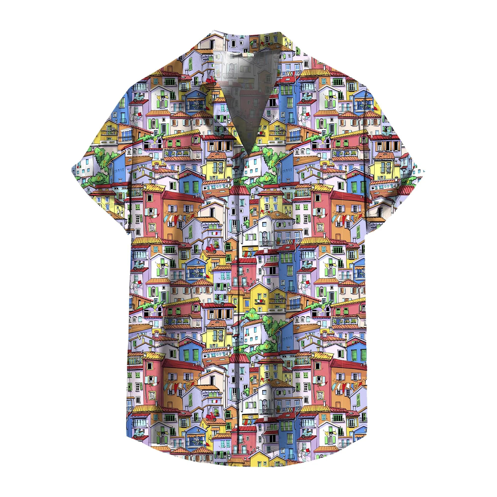 DIVINA Camicia Uomo Estiva, Maniche Corte, Stampa Casette, vestibilità Regolare, Casual Elegante - Vest 168-03 (IT, Testo, M, Regular, Regular, Casette) - immagine 3