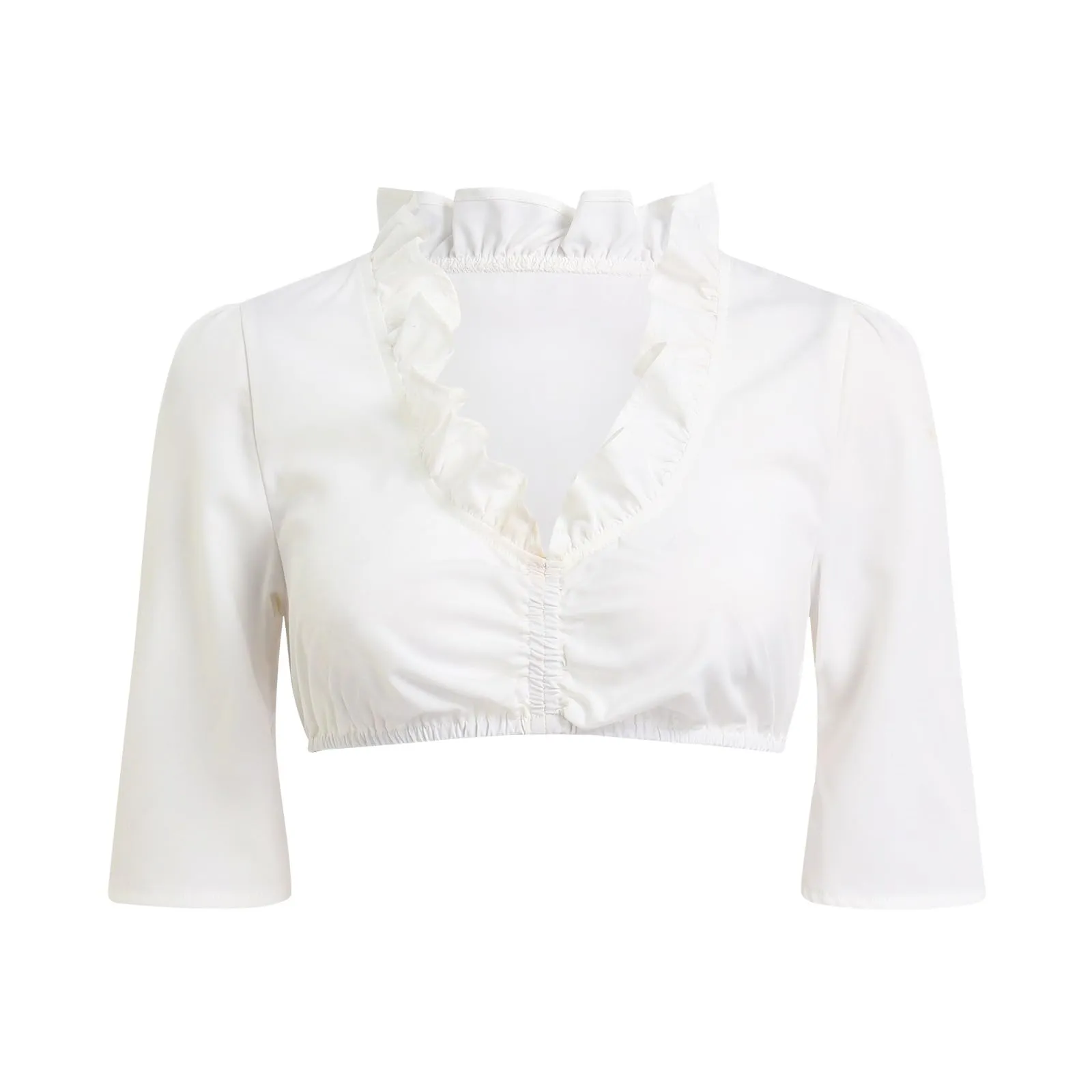Vhersily Germania Oktoberfest Abito Dirndl Camicia Oktoberfest Donna Costume Bavarese Vestito Elegante Colore Bianco, A Maniche Corte per Feste, Halloween, Carnevale e Party Tradizionali, Clubwear - immagine 8
