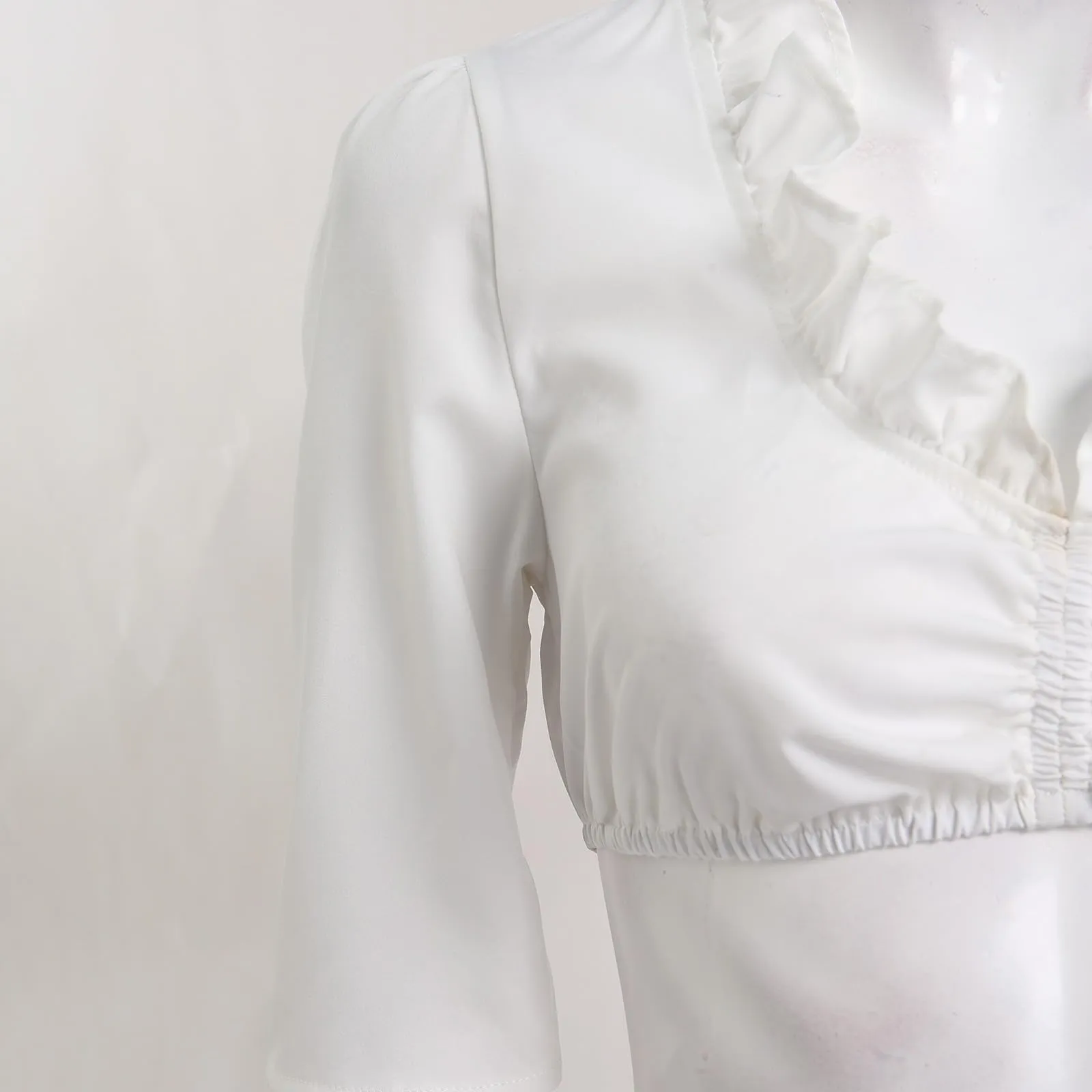 Vhersily Germania Oktoberfest Abito Dirndl Camicia Oktoberfest Donna Costume Bavarese Vestito Elegante Colore Bianco, A Maniche Corte per Feste, Halloween, Carnevale e Party Tradizionali, Clubwear - immagine 7