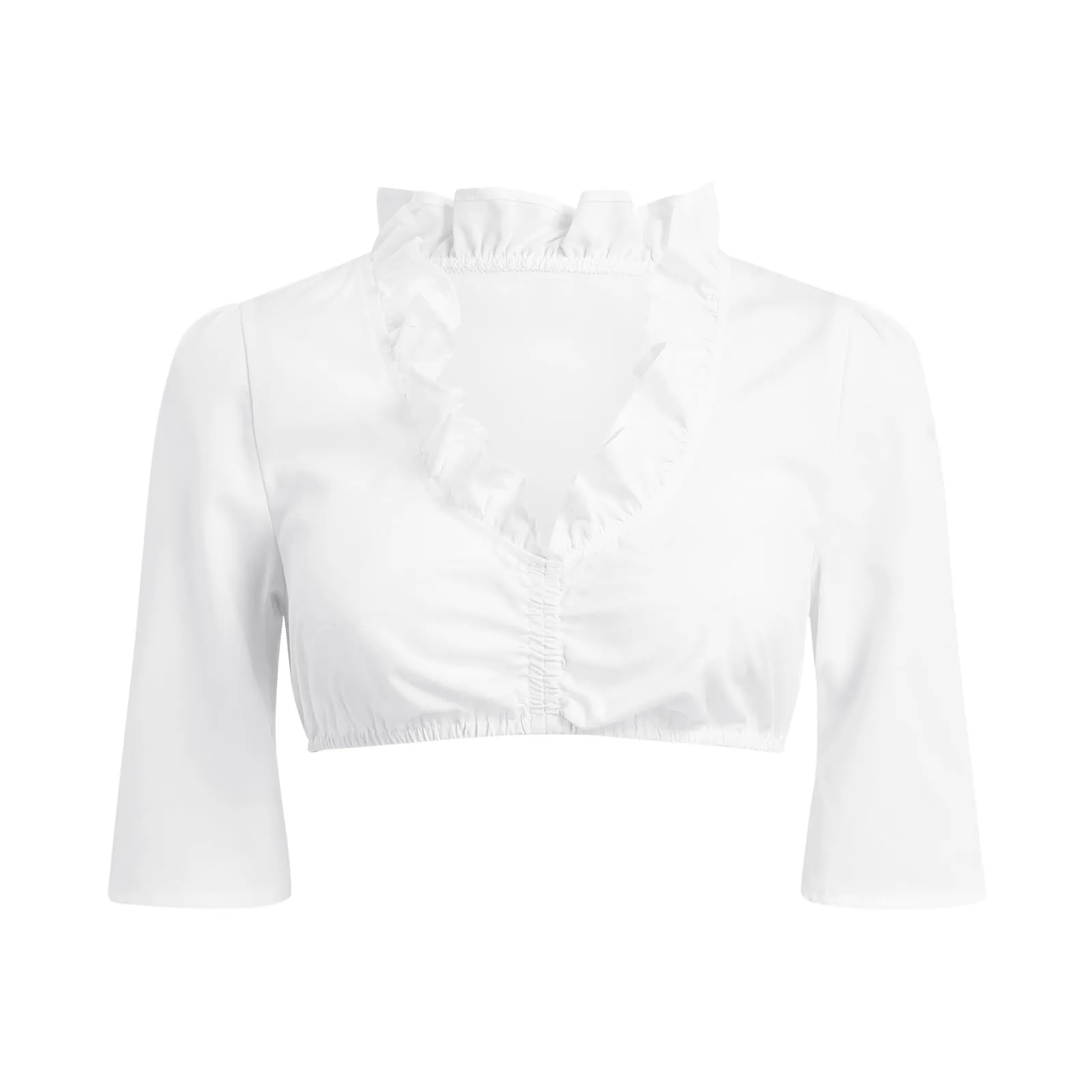 Vhersily Germania Oktoberfest Abito Dirndl Camicia Oktoberfest Donna Costume Bavarese Vestito Elegante Colore Bianco, A Maniche Corte per Feste, Halloween, Carnevale e Party Tradizionali, Clubwear - immagine 7