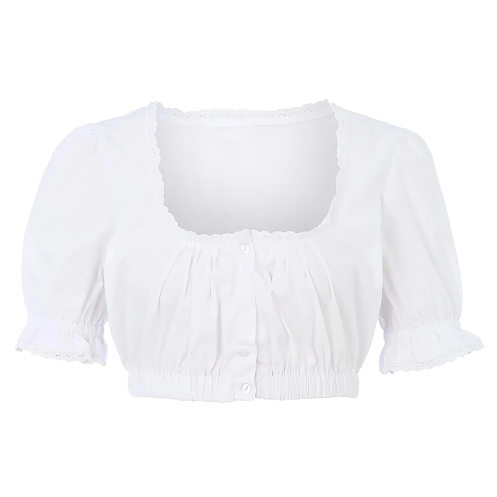 Vhersily Germania Oktoberfest Abito Dirndl Camicia Oktoberfest Donna Costume Bavarese Vestito Elegante Colore Bianco, A Maniche Corte per Feste, Halloween, Carnevale e Party Tradizionali, Clubwear - immagine 4