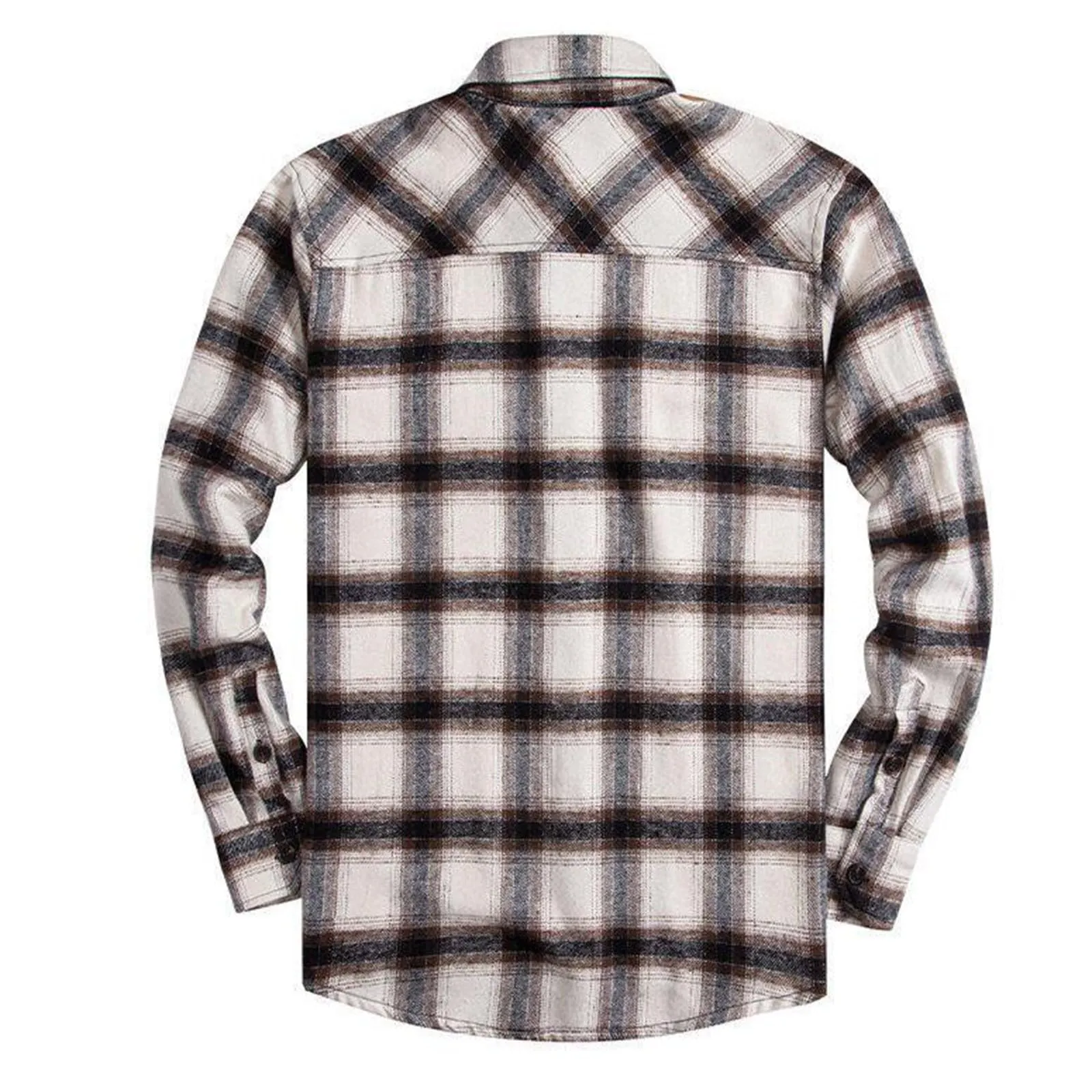 Mymyguoe Camicia a quadri da uomo, a maniche lunghe, con bottoni automatici a pressione, per il tempo libero, con tasca sul petto, vestibilità normale, per la transizione, in flanella, da lavoro - immagine 4