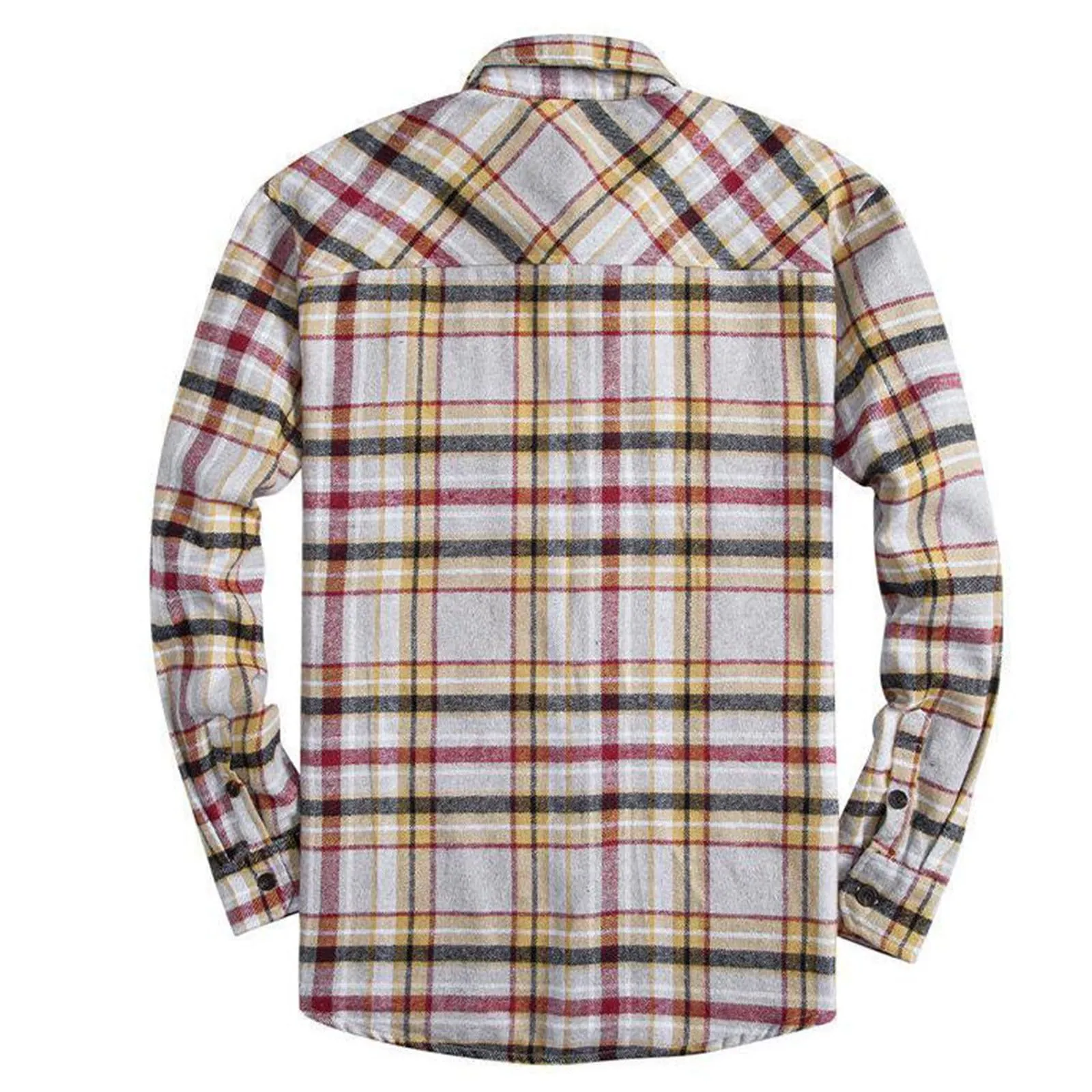 Mymyguoe Camicia a quadri da uomo, a maniche lunghe, con bottoni automatici a pressione, per il tempo libero, con tasca sul petto, vestibilità normale, per la transizione, in flanella, da lavoro - immagine 4