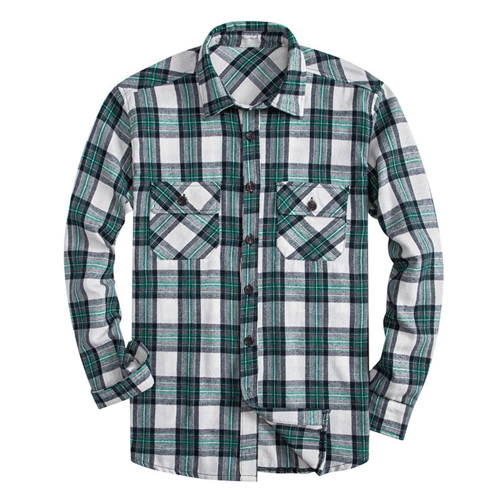 Mymyguoe Camicia a quadri da uomo, a maniche lunghe, con bottoni automatici a pressione, per il tempo libero, con tasca sul petto, vestibilità normale, per la transizione, in flanella, da lavoro - immagine 2