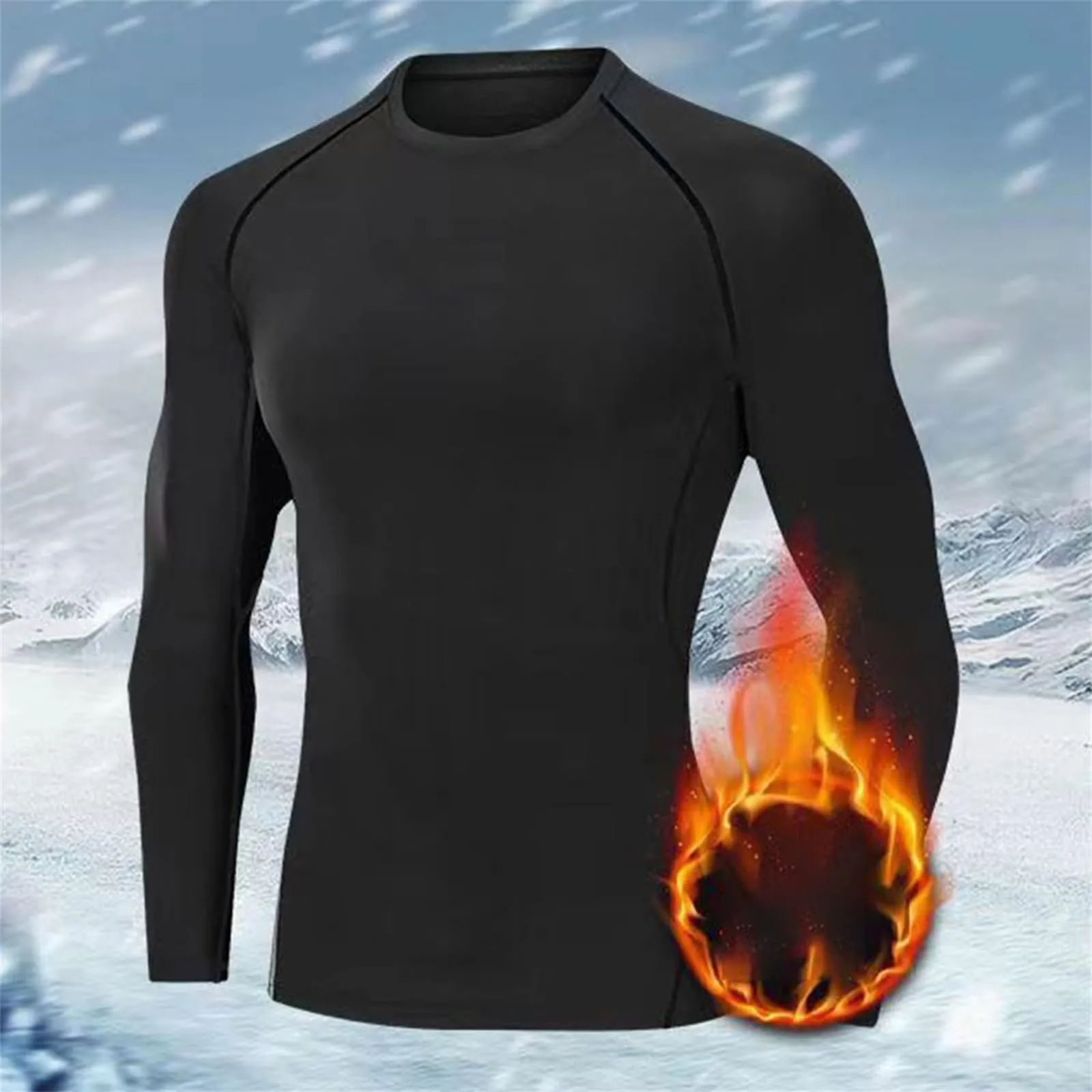 Duohropke Maglia termica da uomo, termica, a maniche lunghe, elasticizzata, traspirante, a compressione, per corsa, equitazione, sci, arrampicata, Nero , XXL - immagine 2