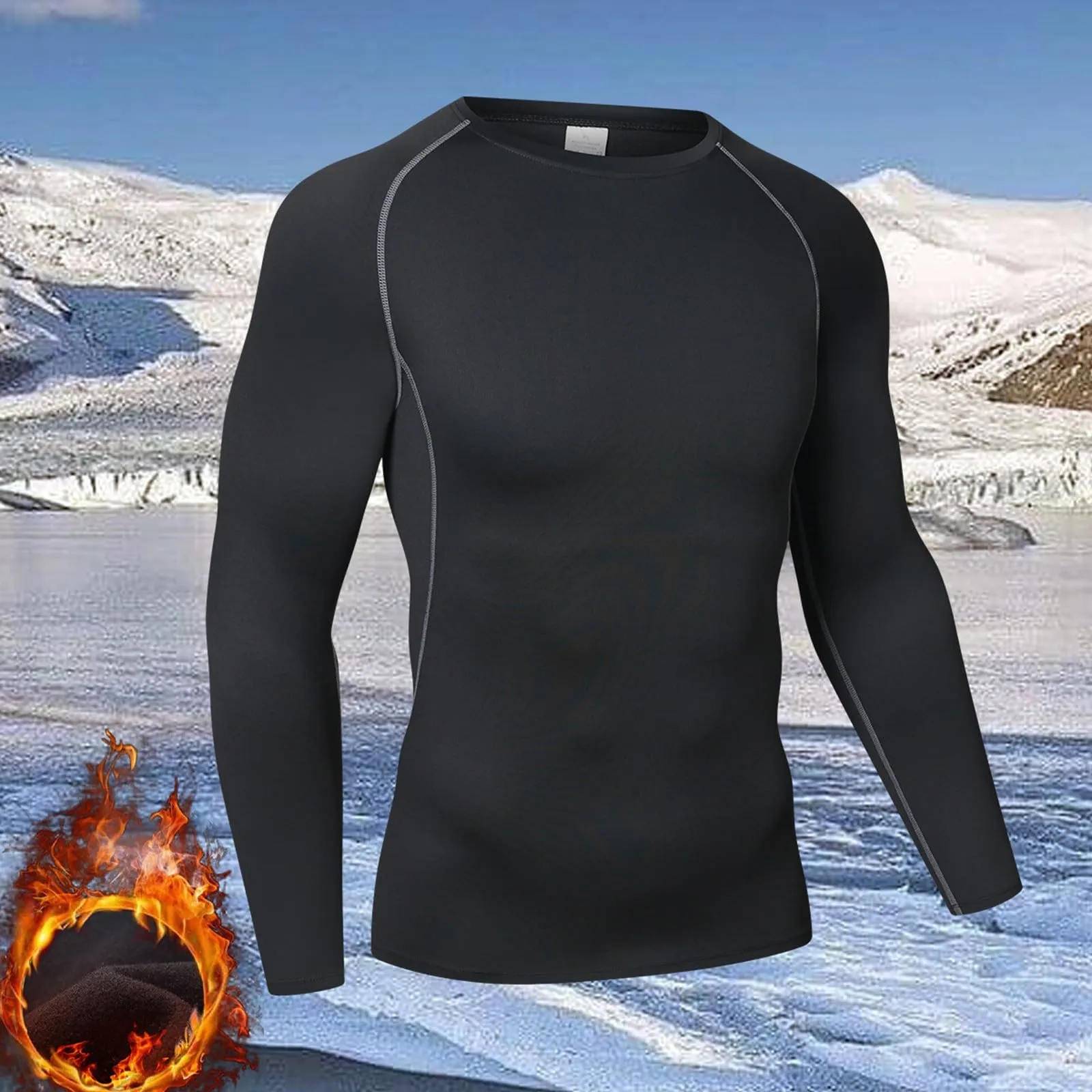 Duohropke Maglia termica da uomo, termica, a maniche lunghe, elasticizzata, traspirante, a compressione, per corsa, equitazione, sci, arrampicata, grigio scuro., XXL - immagine 2