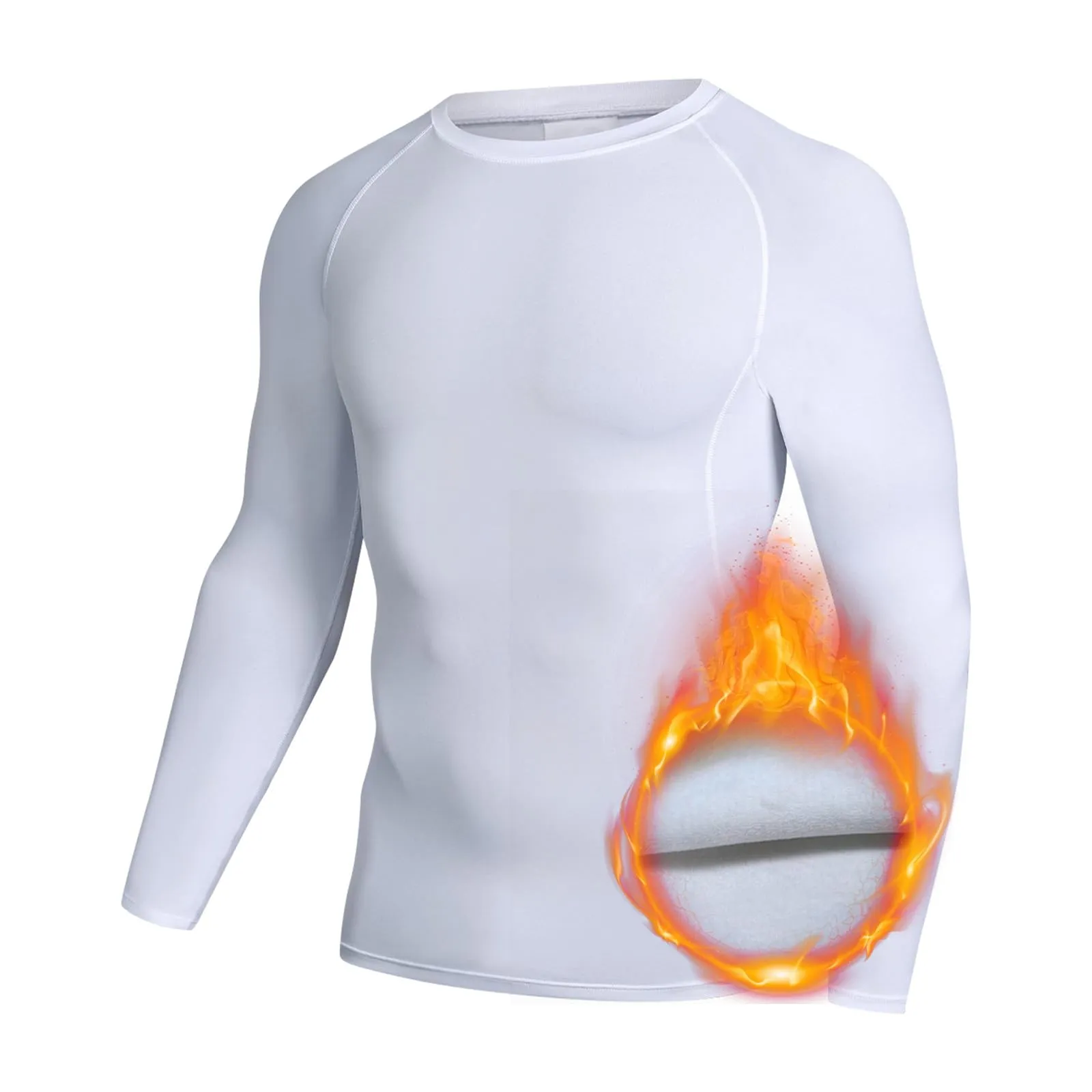 Duohropke Maglia termica da uomo, termica, a maniche lunghe, elasticizzata, traspirante, a compressione, per corsa, equitazione, sci, arrampicata, bianco, XXL - immagine 1
