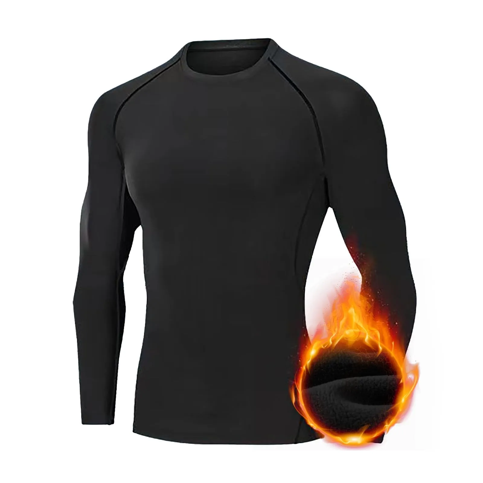 Duohropke Maglia termica da uomo, termica, a maniche lunghe, elasticizzata, traspirante, a compressione, per corsa, equitazione, sci, arrampicata, Nero , S - immagine 5